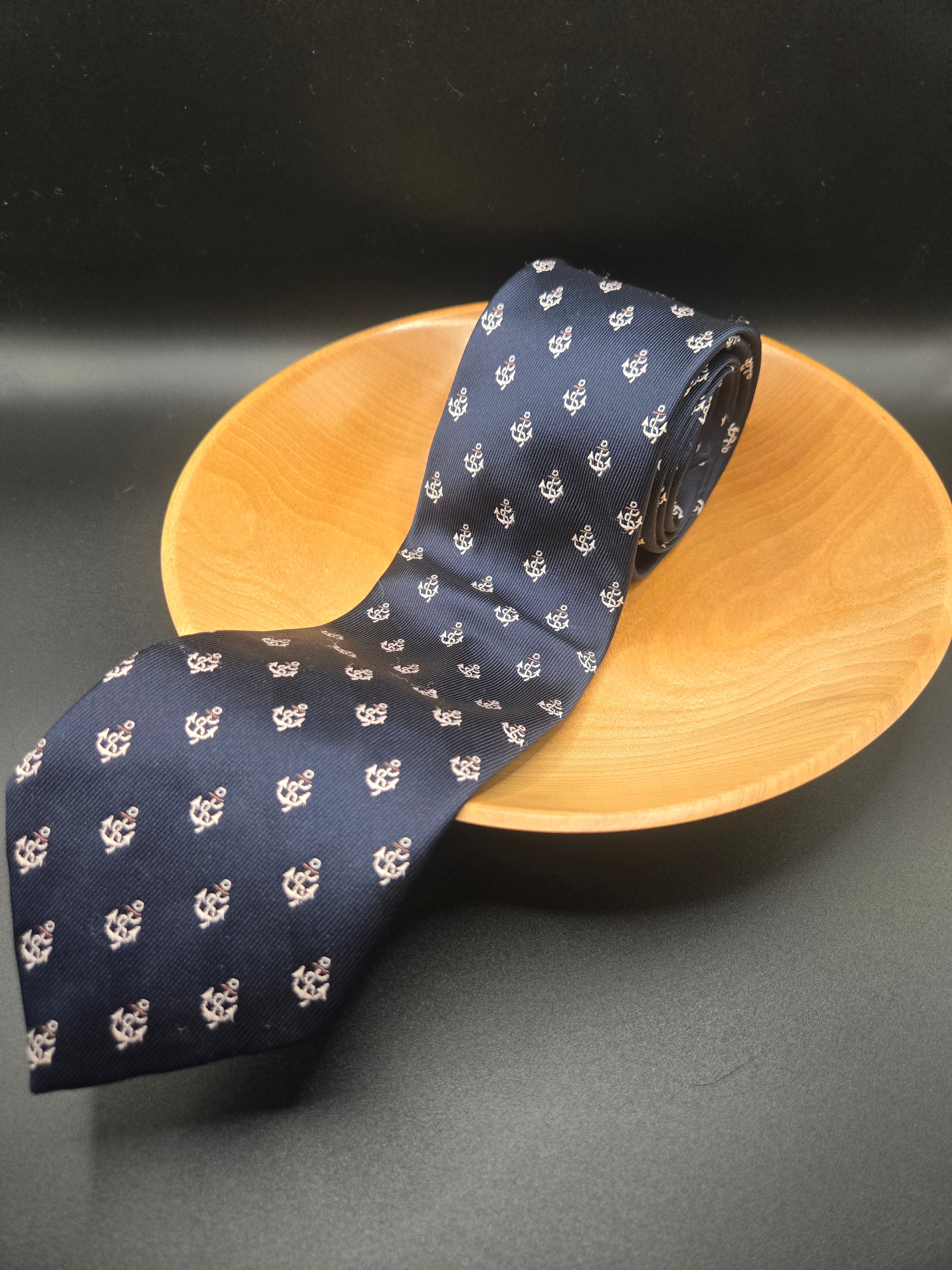 Pattinni Blue Nautical Tie - Silk Polyester Blend Maritime Design