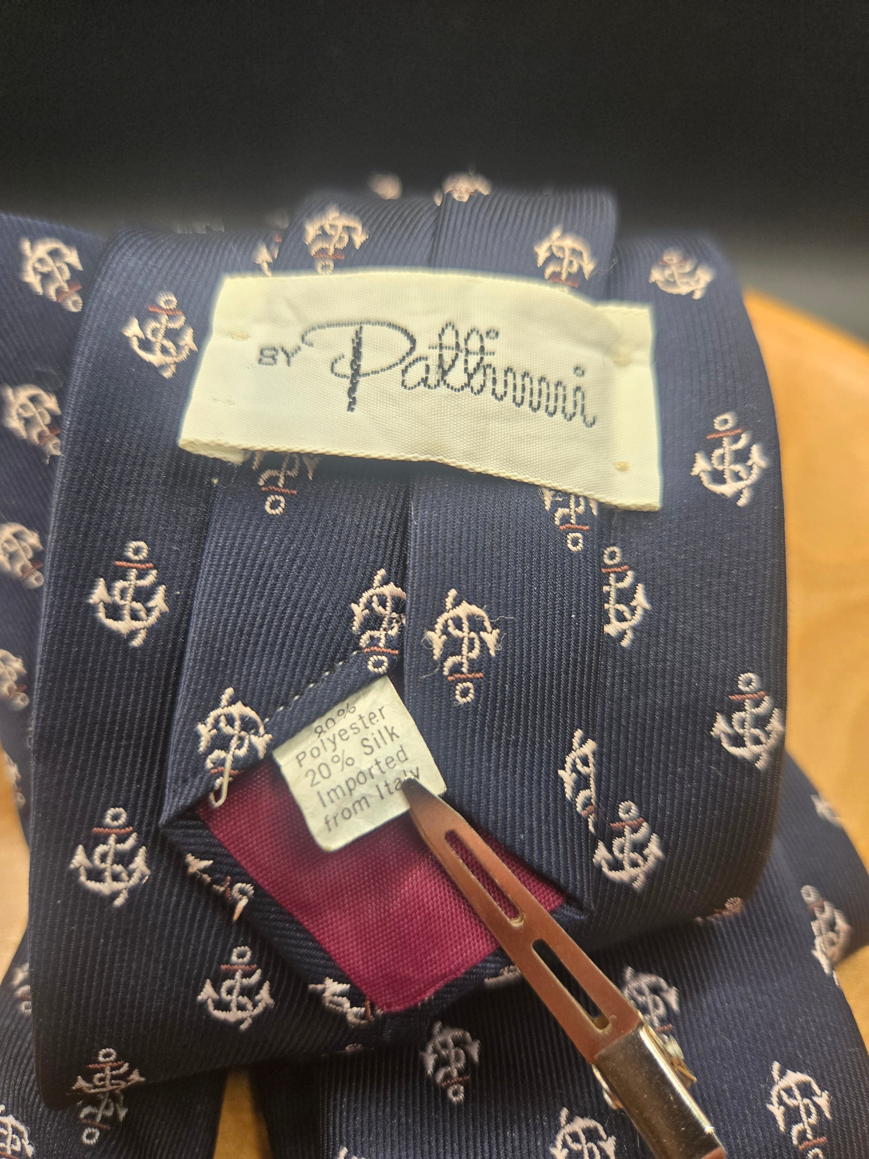 Pattinni Blue Nautical Tie - Silk Polyester Blend Maritime Design