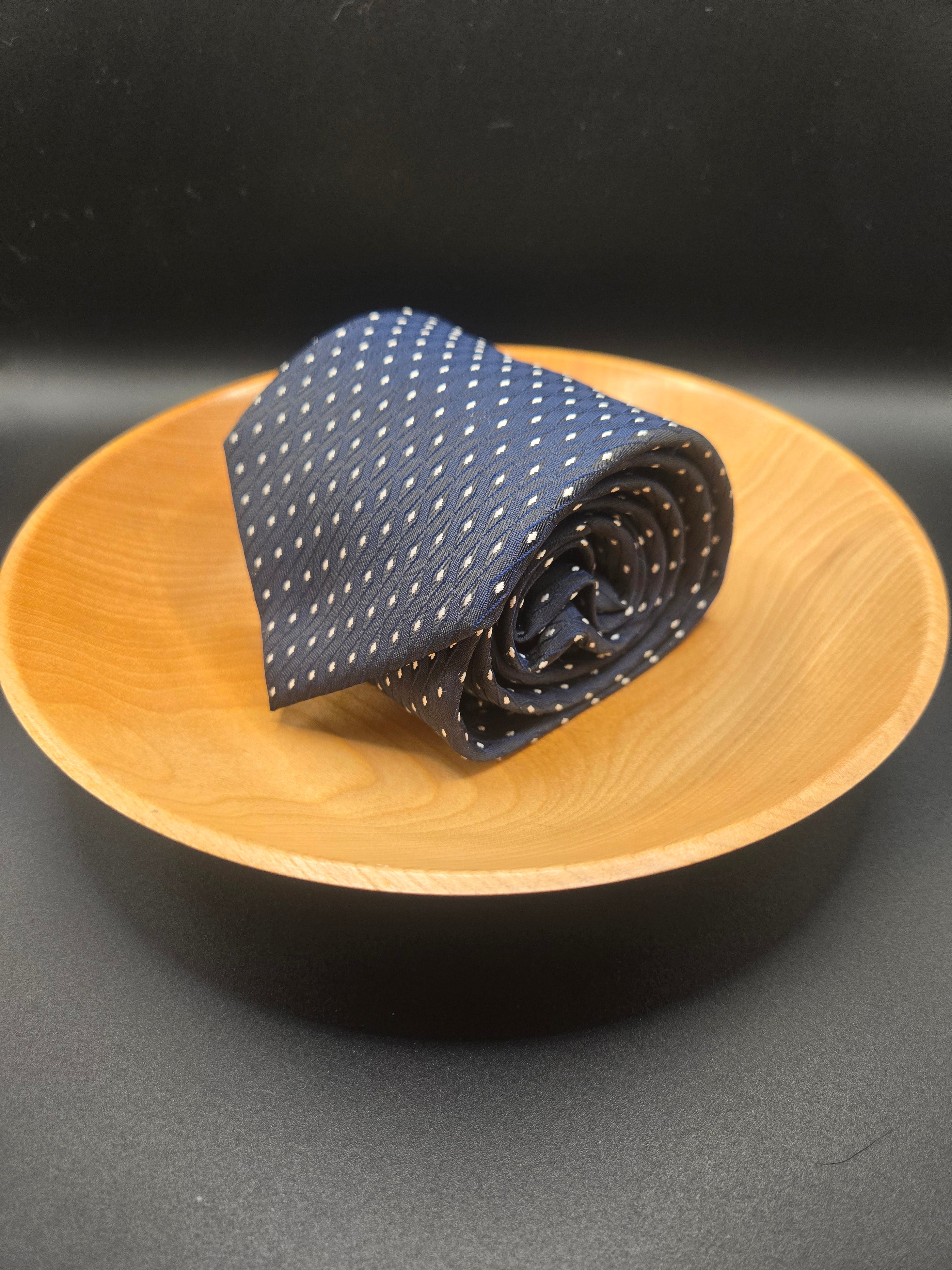 Handmade B'Cul Silk Tie – Deep Blue with White Speckles