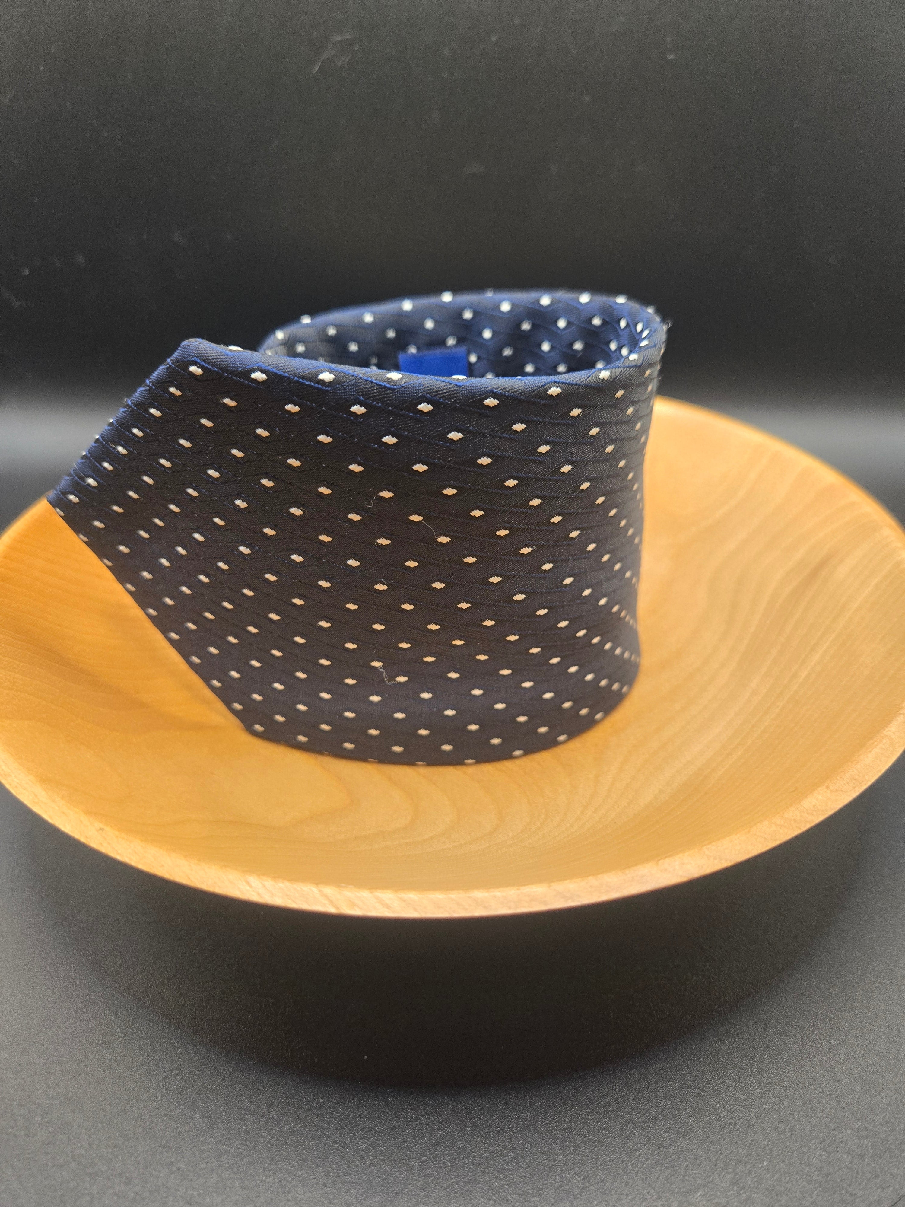 Handmade B'Cul Silk Tie – Deep Blue with White Speckles