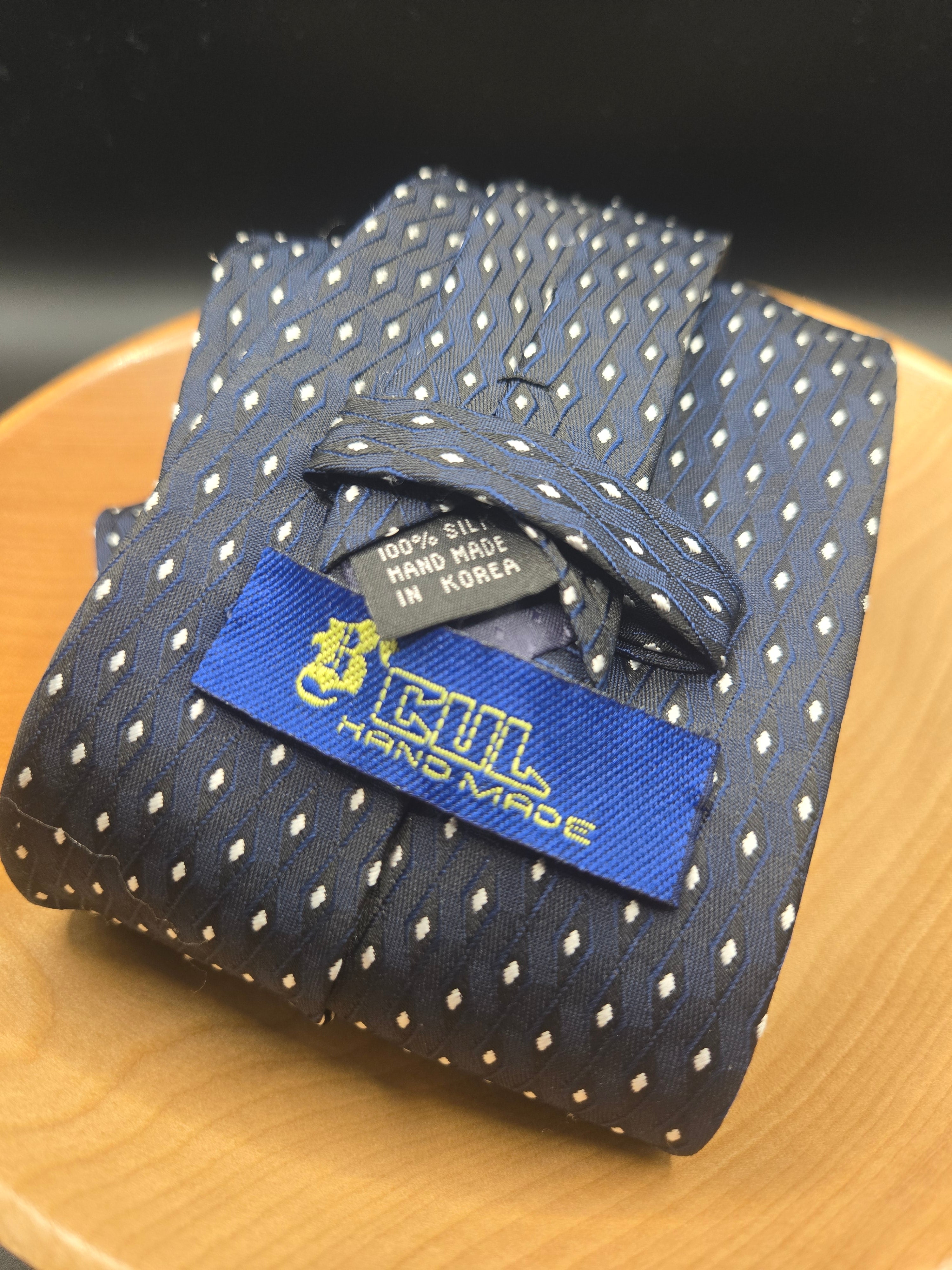 Handmade B'Cul Silk Tie – Deep Blue with White Speckles