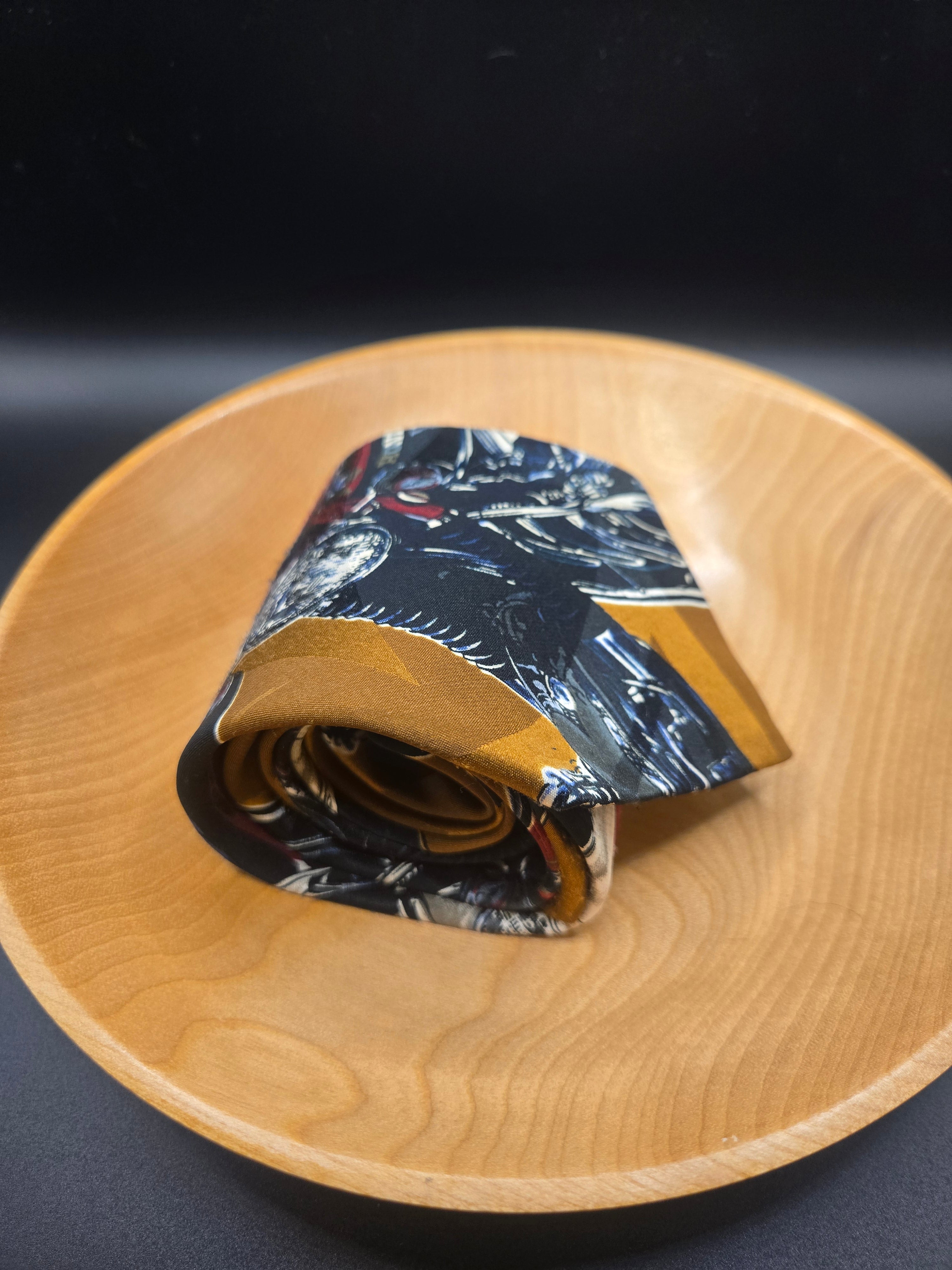 Vintage Bugle Boy Tie – VW Beetles & Honda Motorcycles Novelty Print