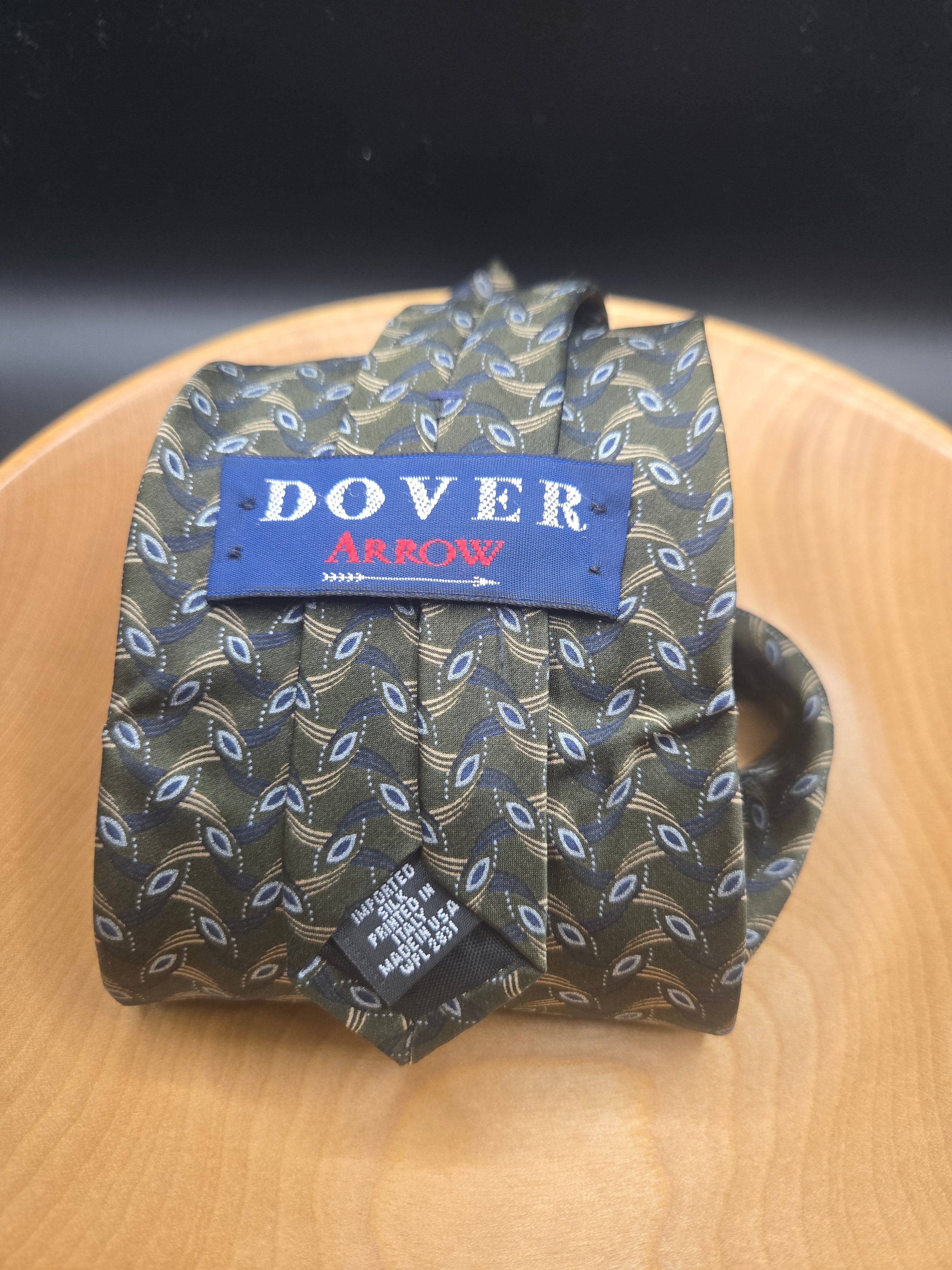 Arrow Silk Tie – Green with Art Deco Pattern