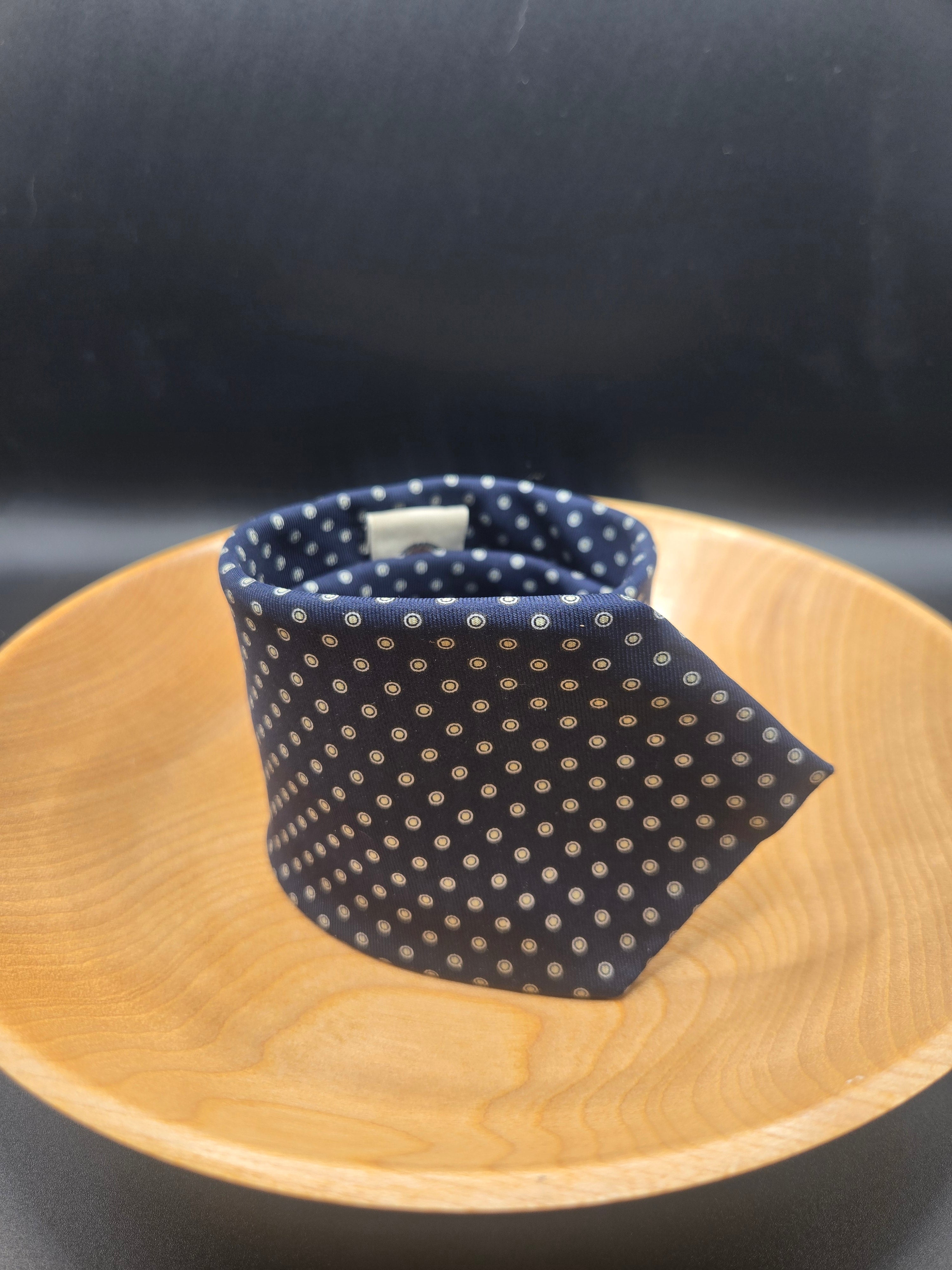 Vintage Bert Pulitzer Tie – Blue with White Bulls Eye Pattern