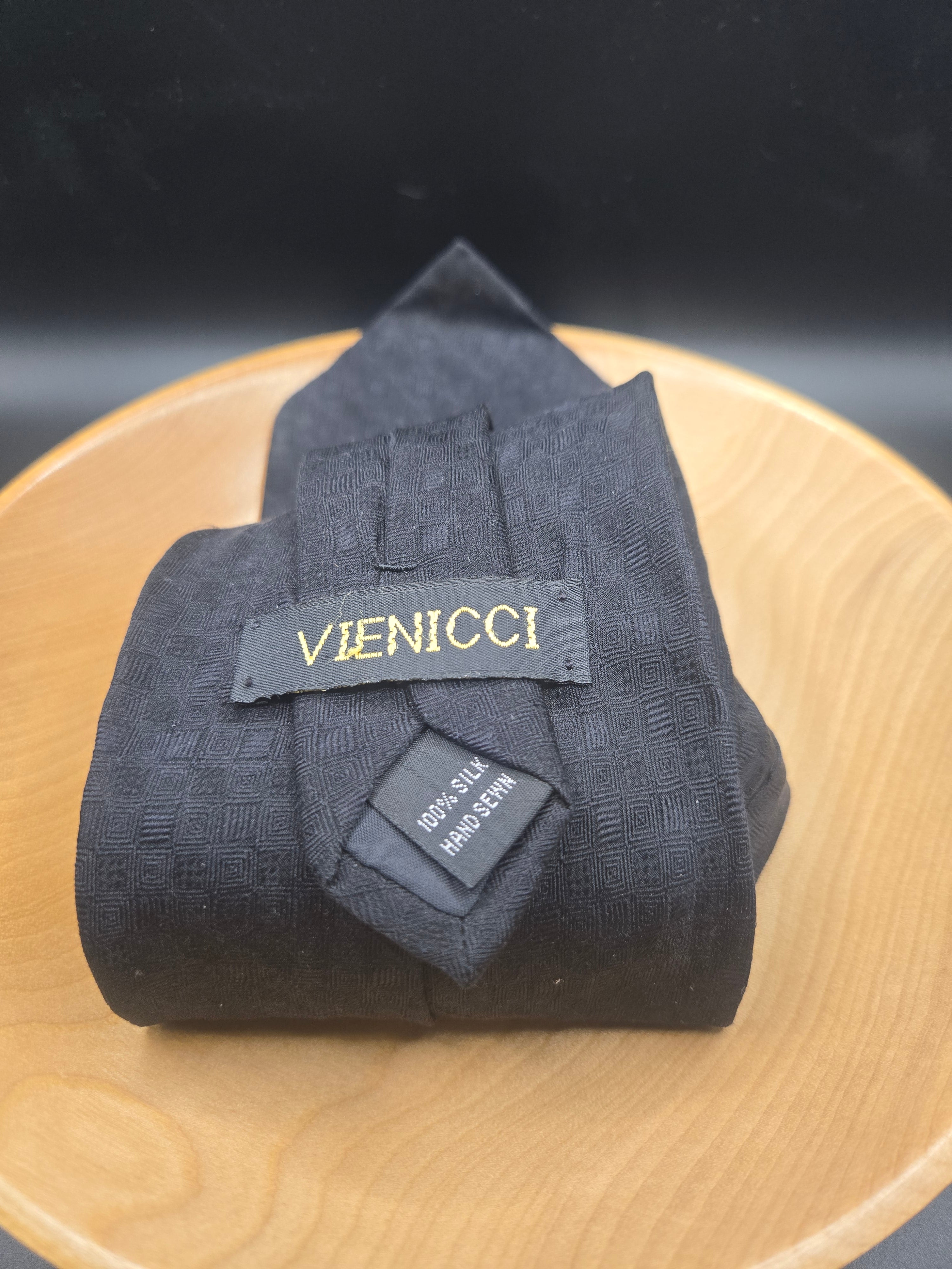 Veinicci Black Geometric silk tie