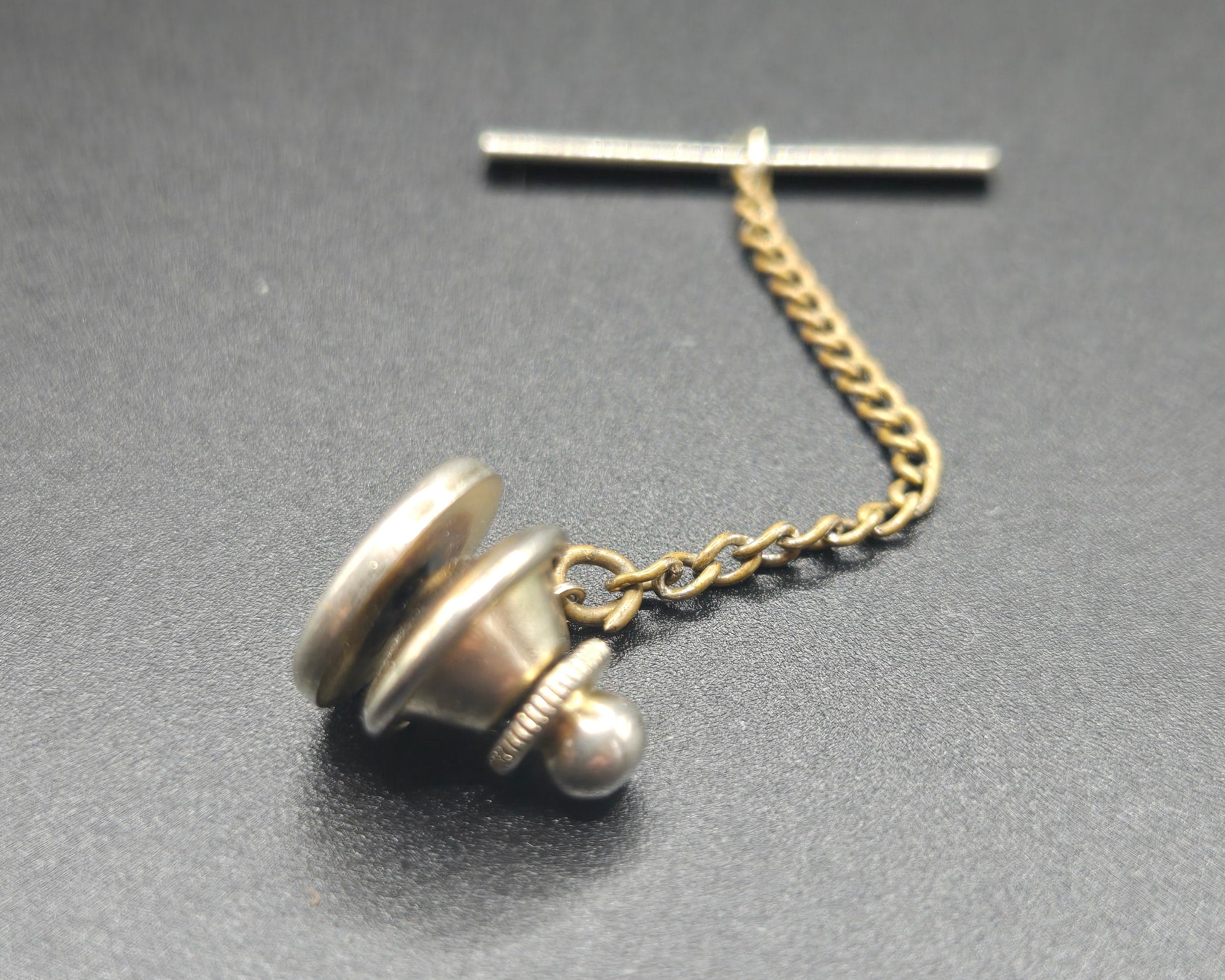 Vintage Atomic Yin Yang Tie Pin - Gold Tone