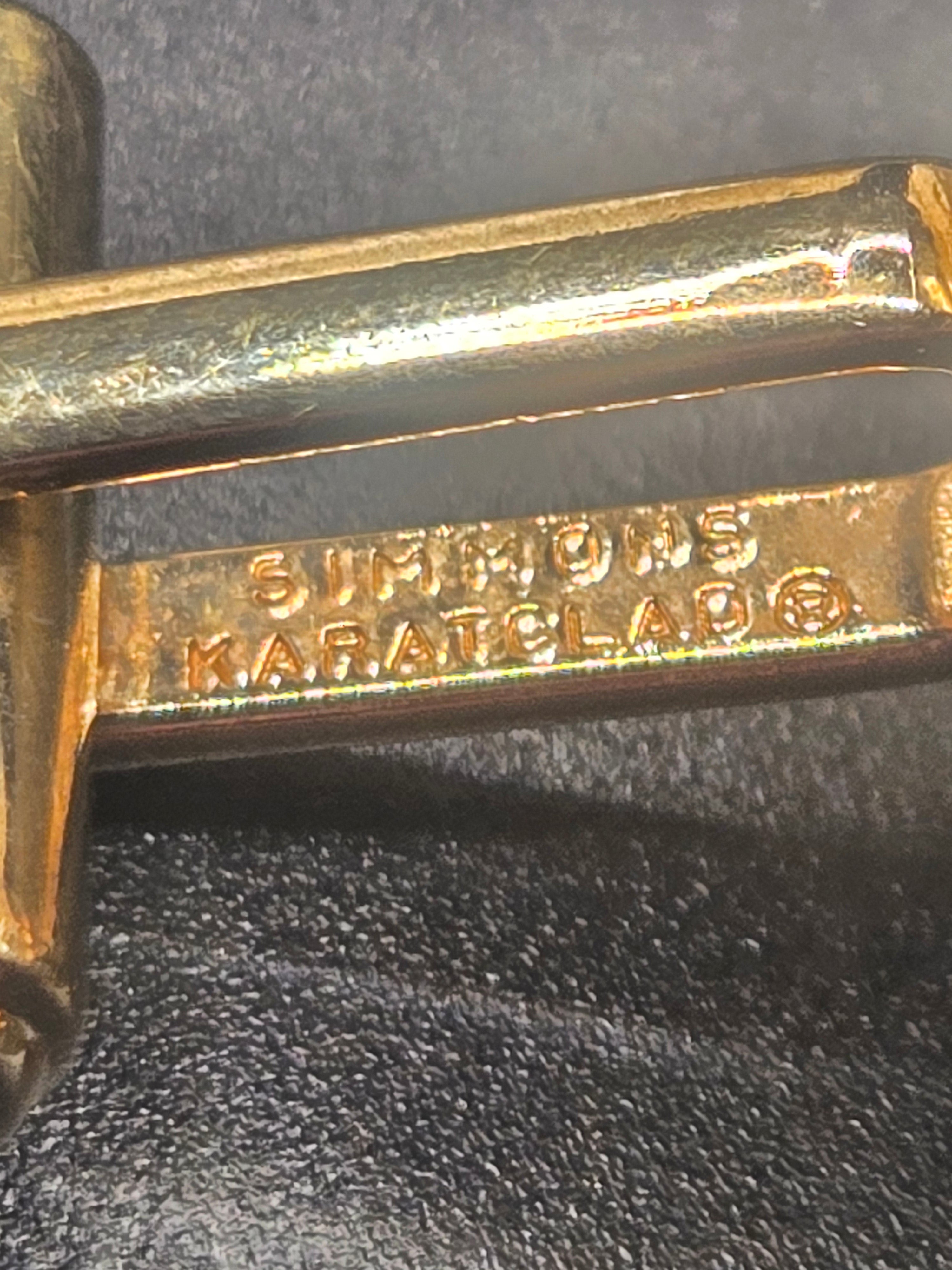 Simmons Gold Tone Mother of Pearl Cufflinks - Ornate Flat Swivel