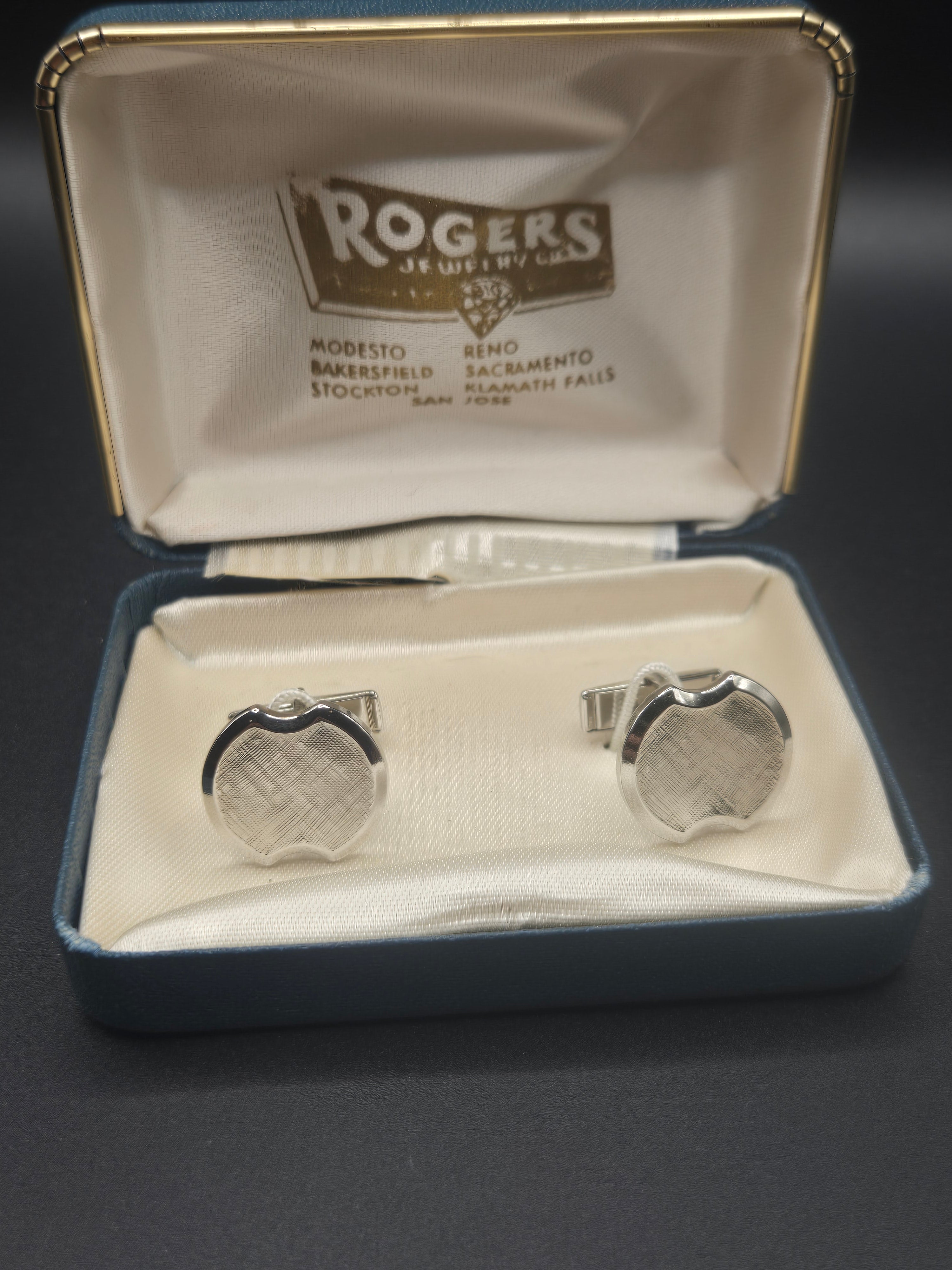 Silver Chrome Abstract Oval Cufflinks