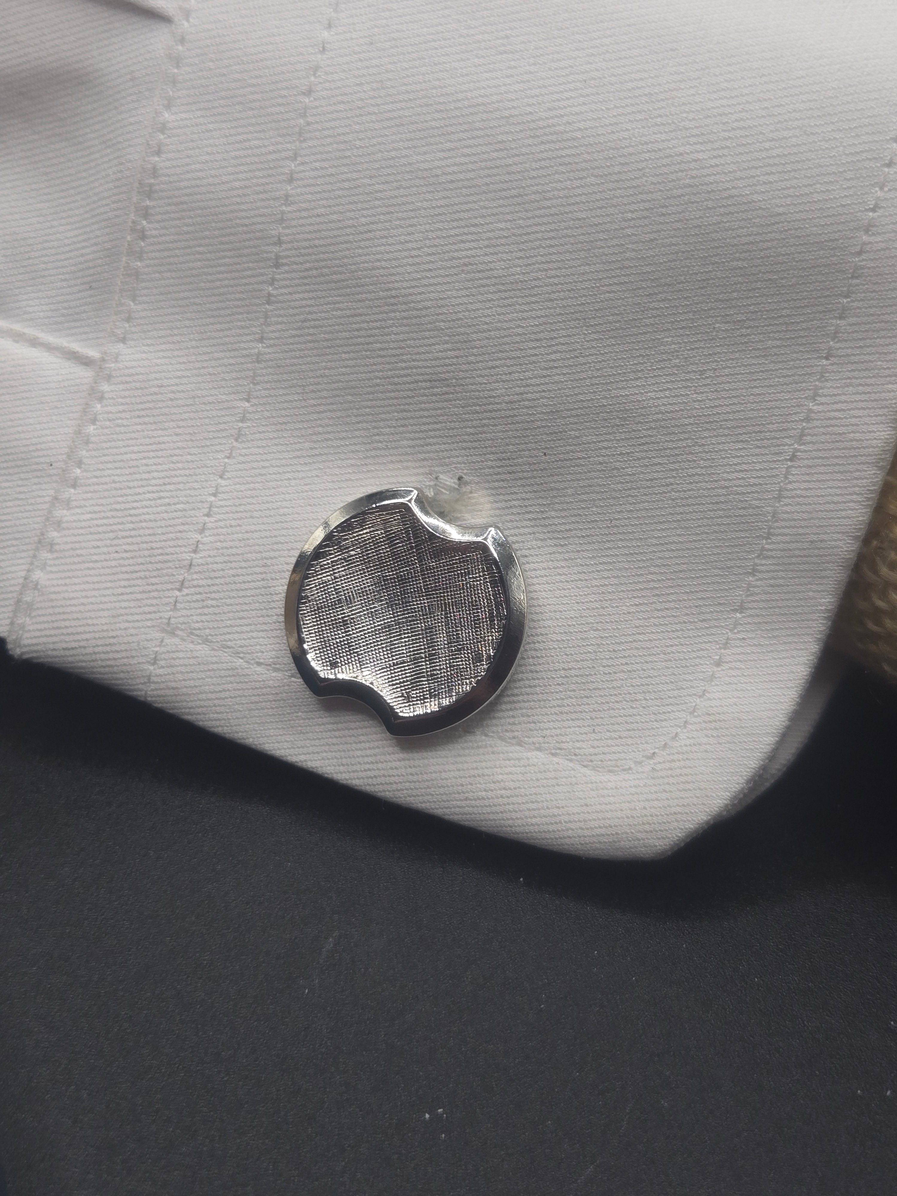 Silver Chrome Abstract Oval Cufflinks
