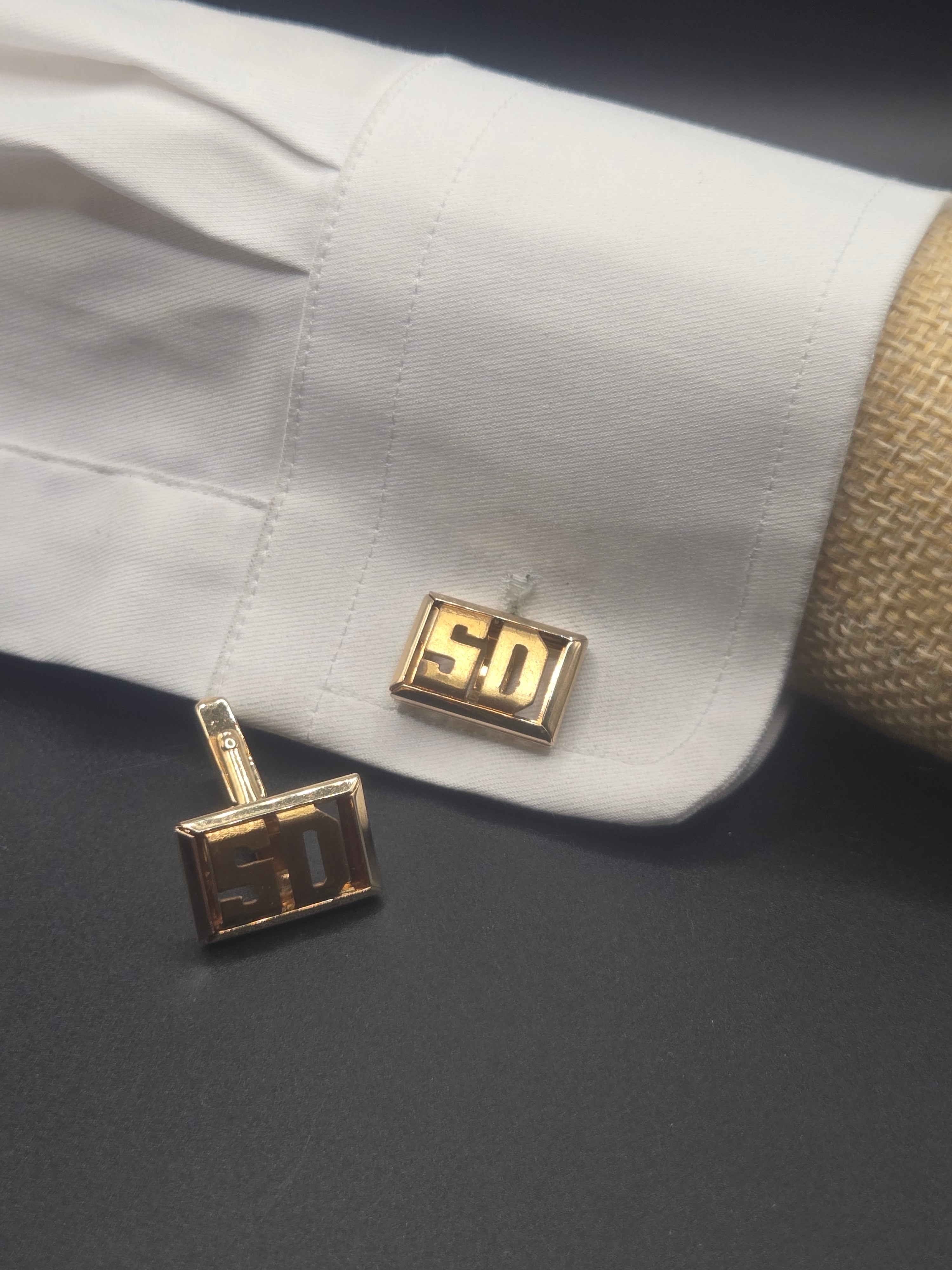 Classic Swank Cufflinks – Gold Tone with S.D. Monogram Cutout
