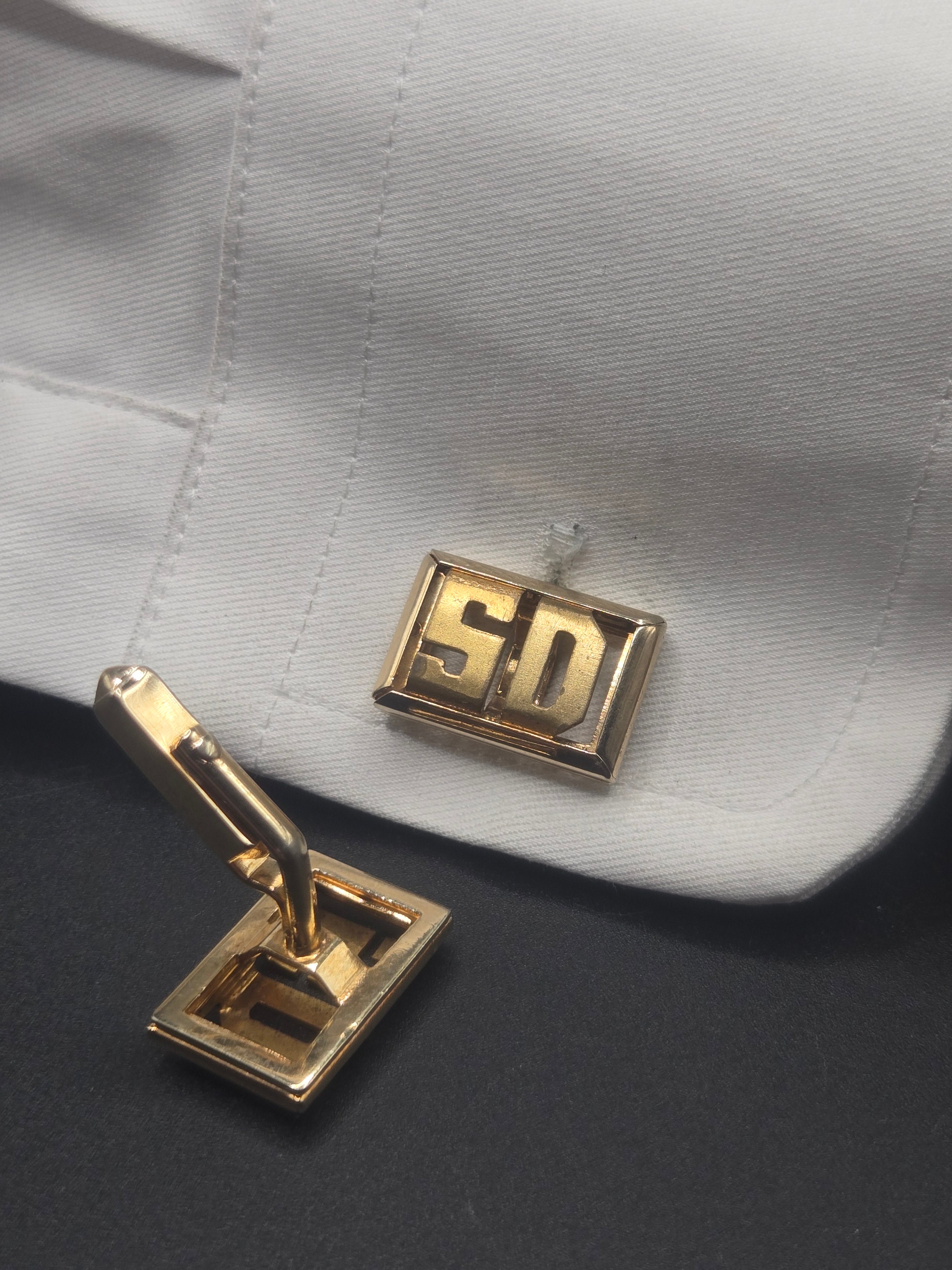 Classic Swank Cufflinks – Gold Tone with S.D. Monogram Cutout