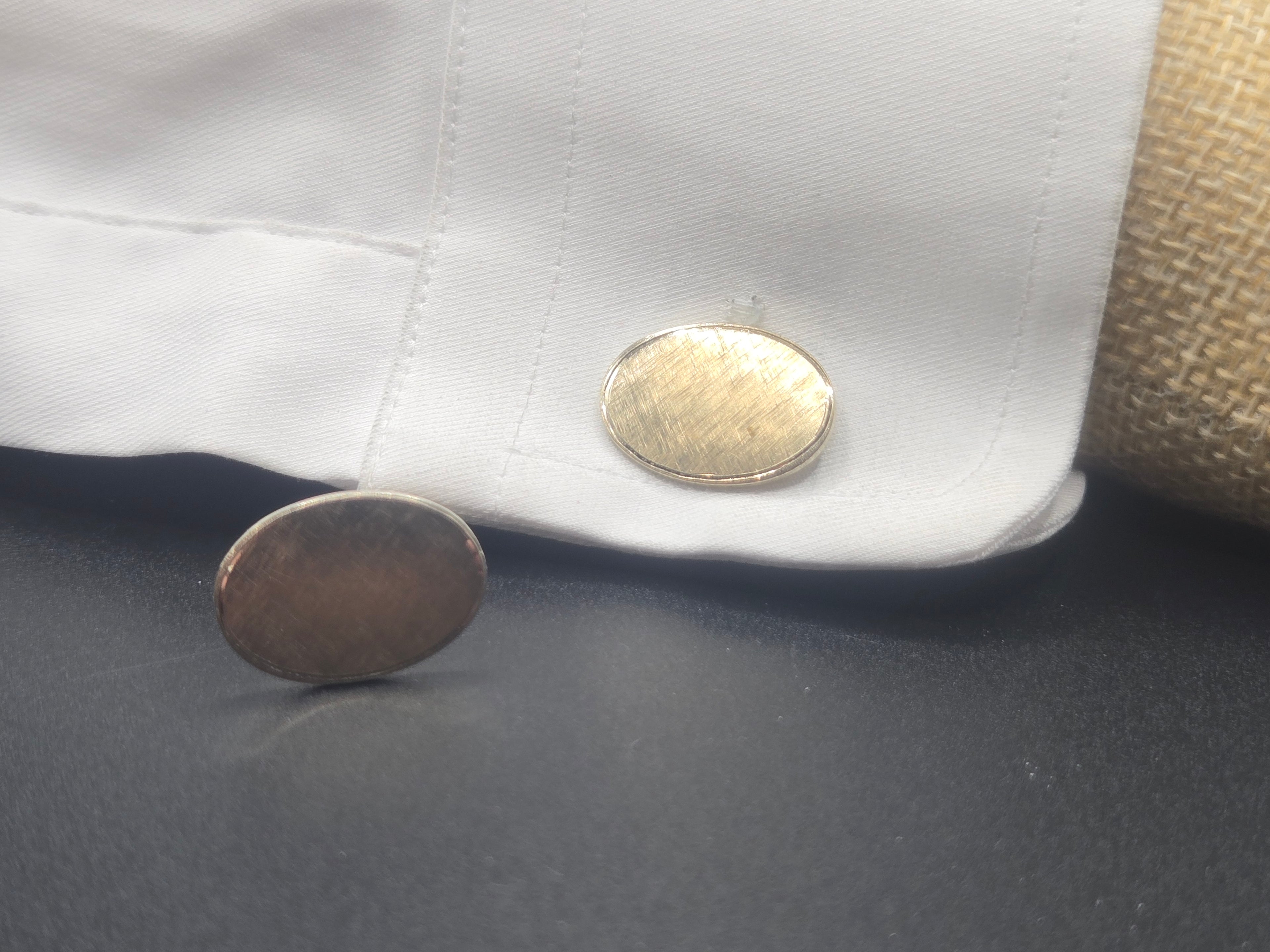 Vintage Gold Tone Textured Oval Cufflinks