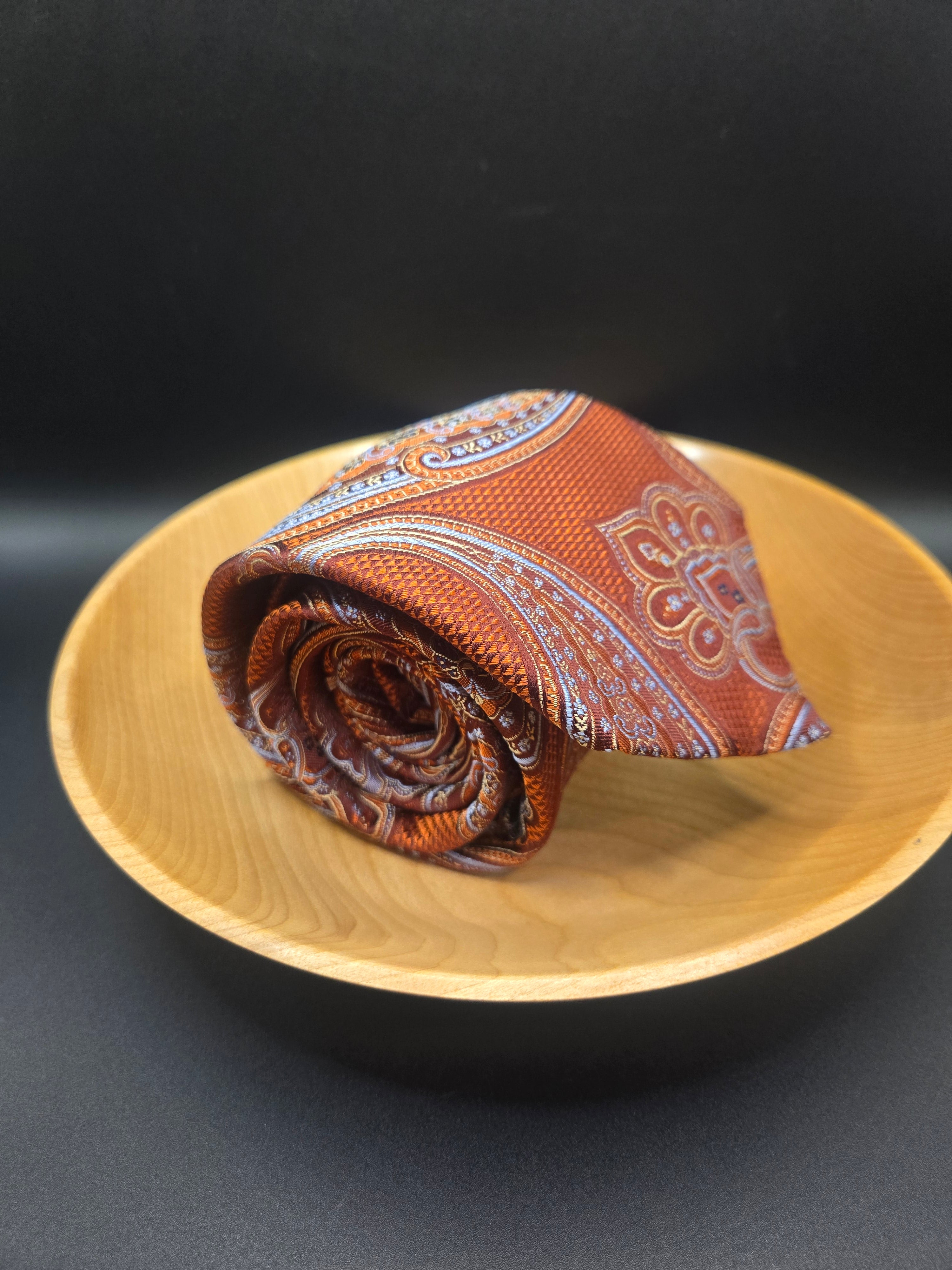 Nordstrom Silk Tie - Orange Paisley with Blue Highlights Vintage