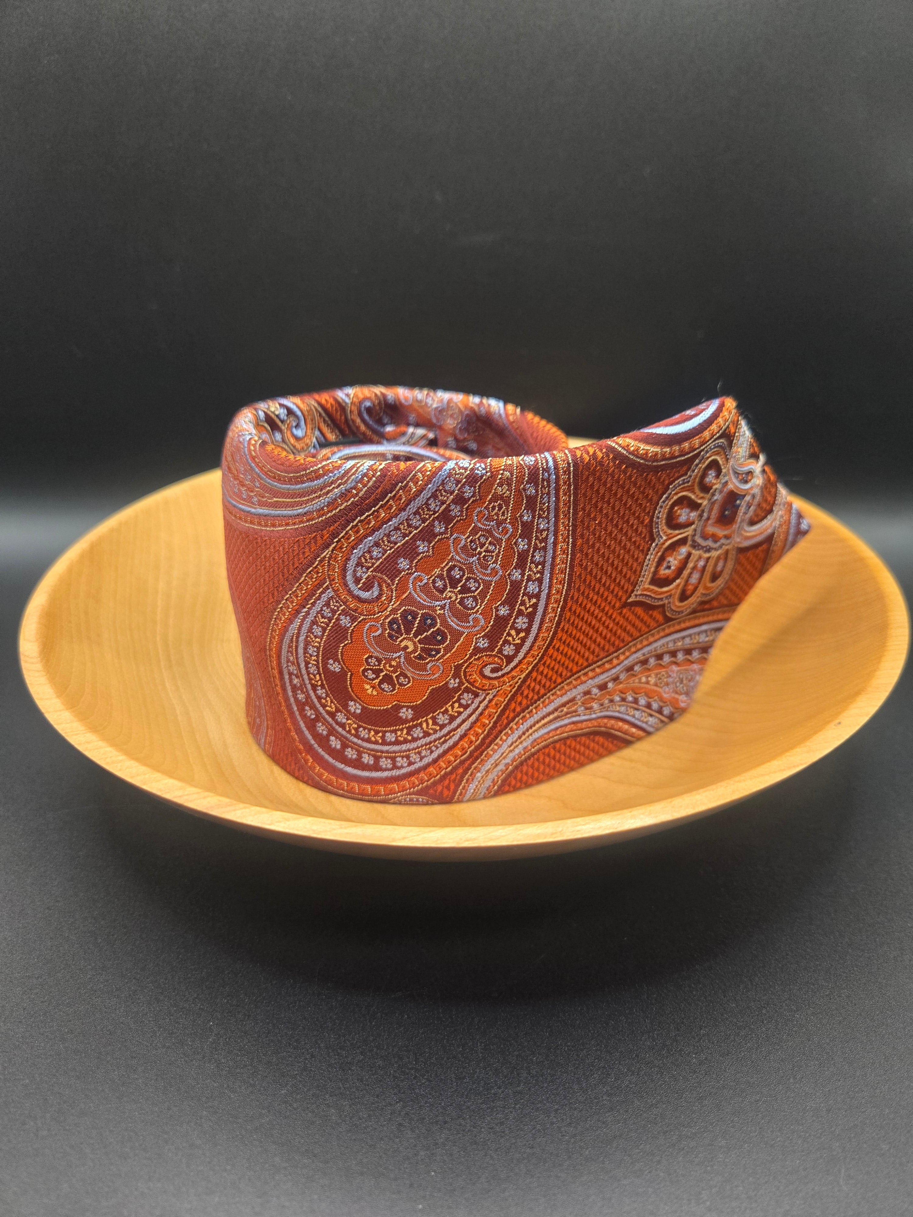 Nordstrom Silk Tie - Orange Paisley with Blue Highlights Vintage