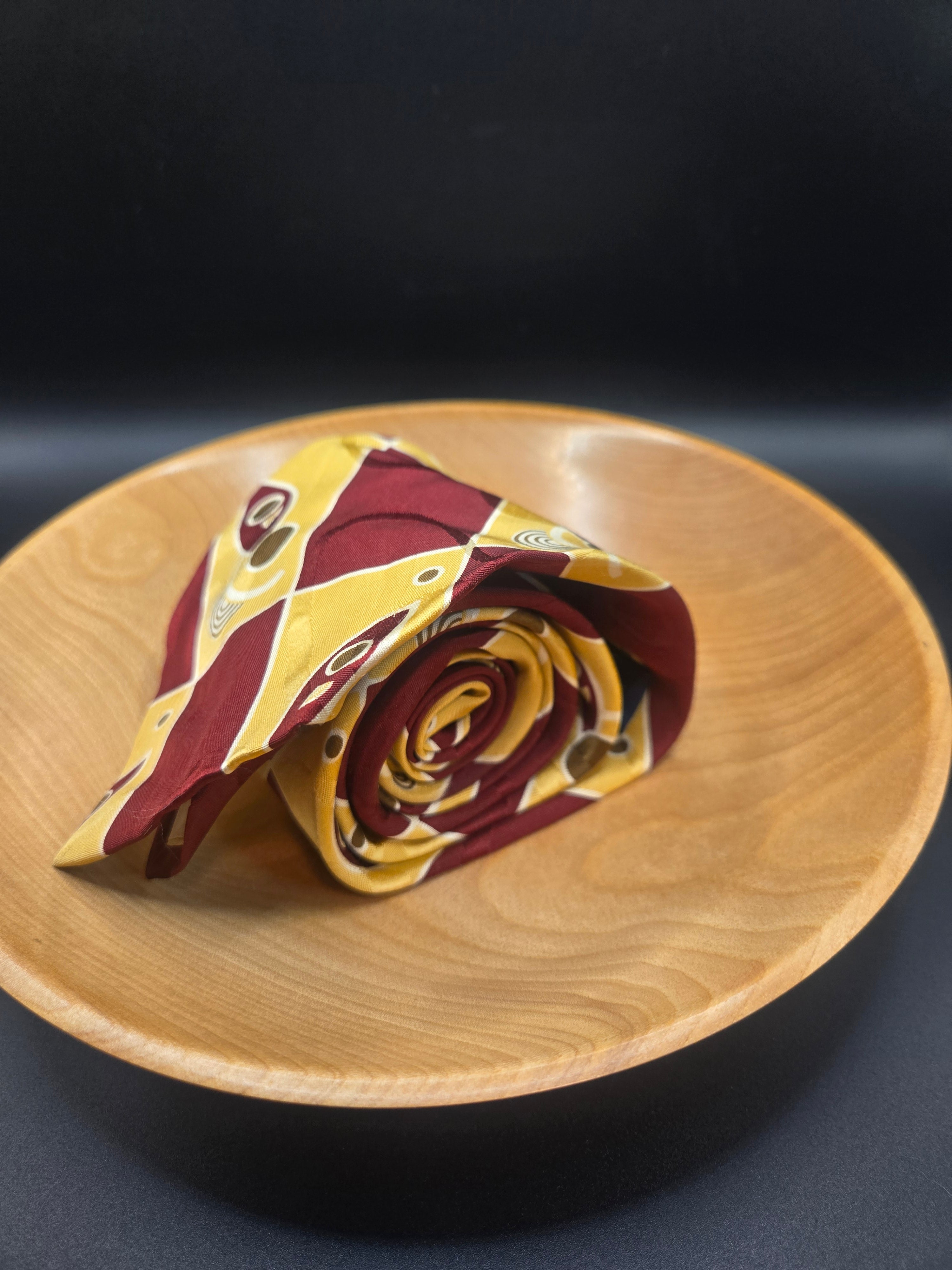 Polo Ralph Lauren Silk Tie - Abstract Geometric Red & Yellow Vintage