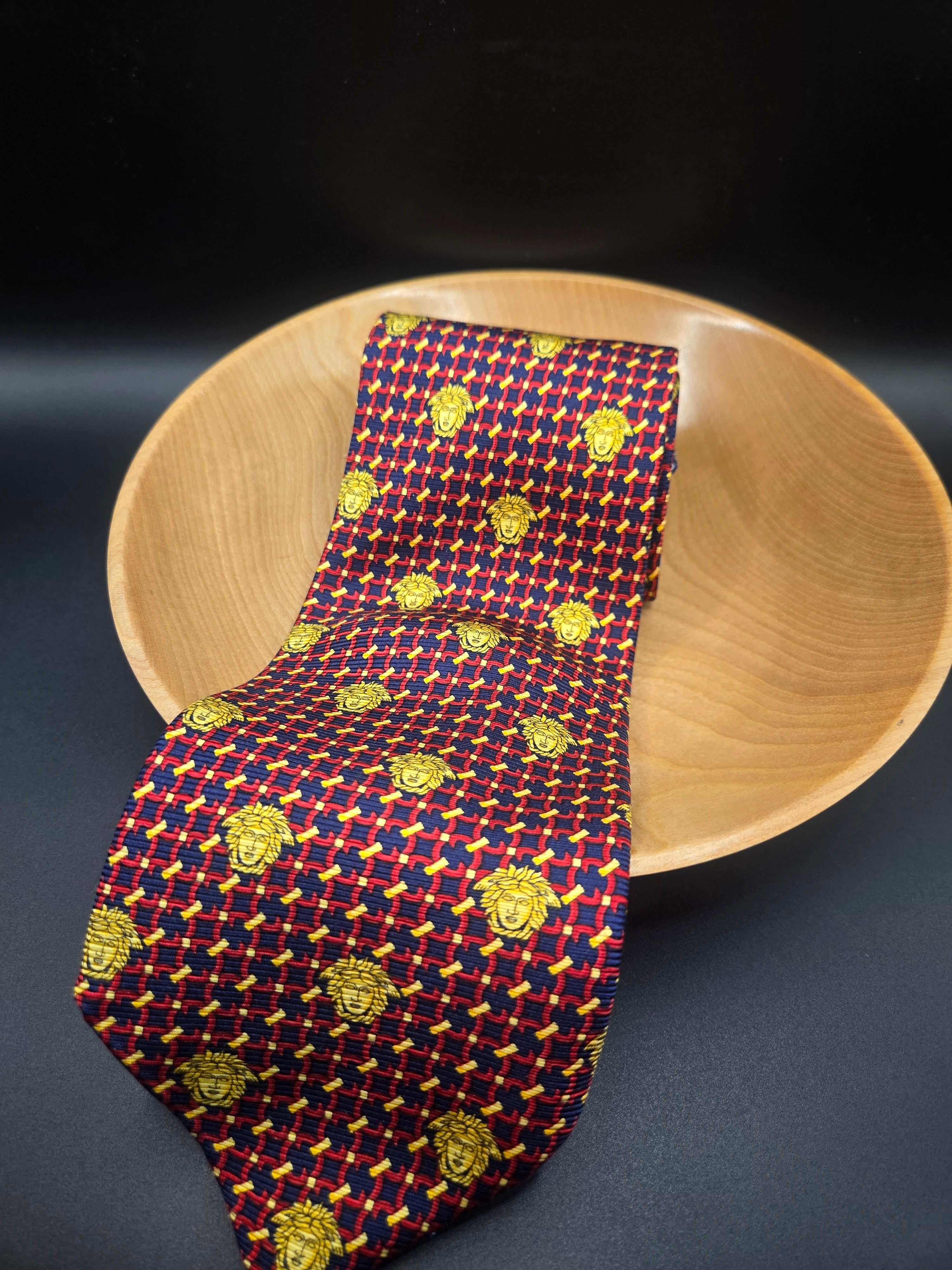 Versace Silk Medusa Tie - Multi Pattern Extra Long | Iconic Italian Luxury Vintage