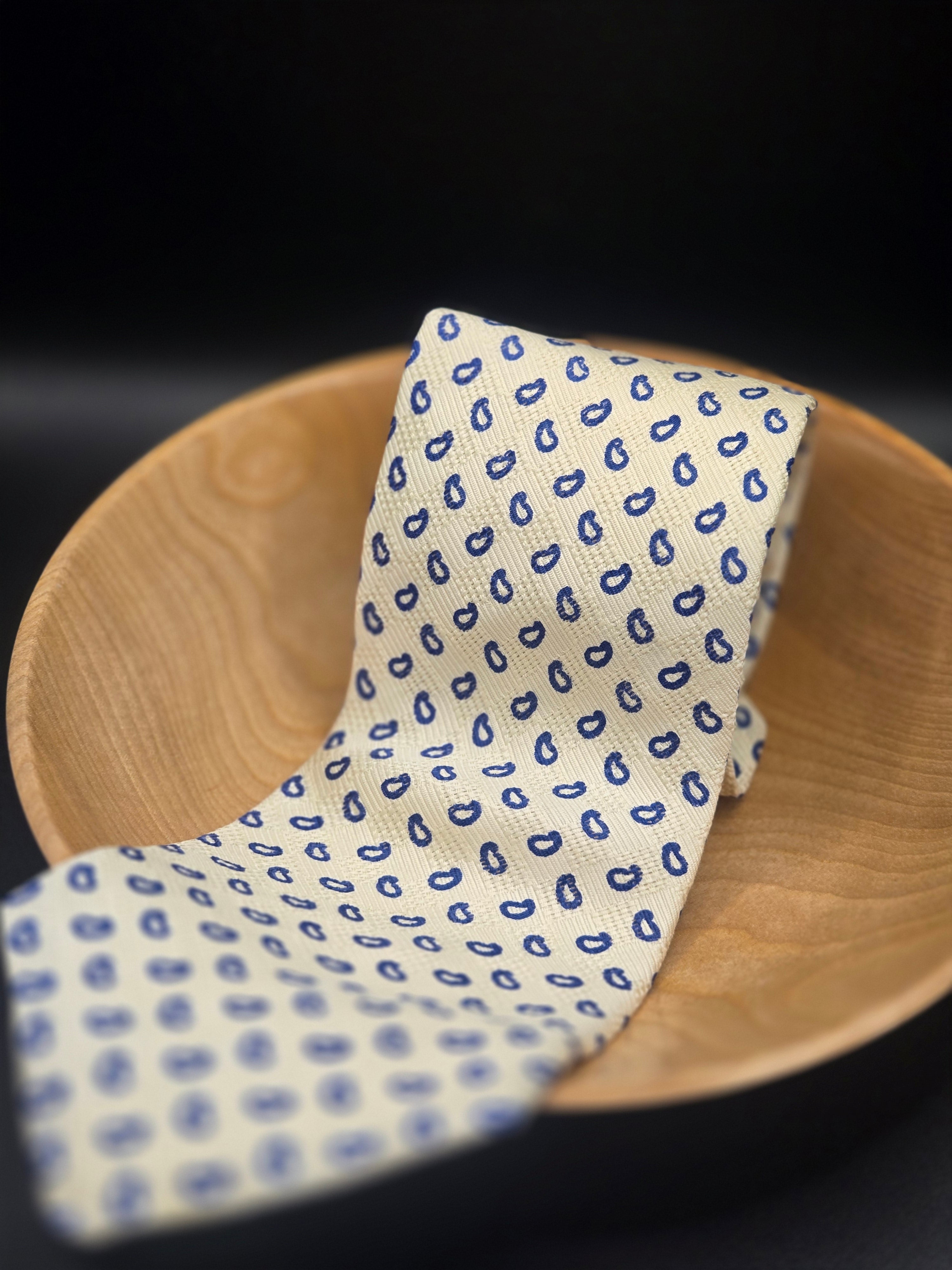 Burt Pulitzer White Blue Paisley Silk Tie