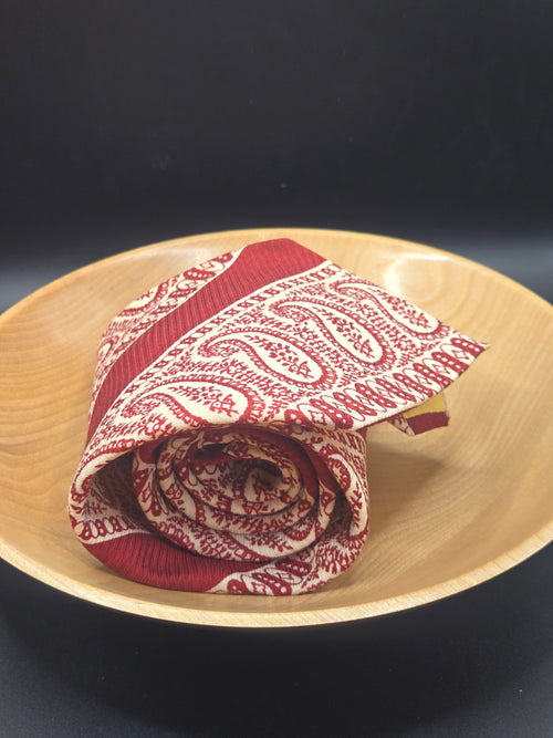 Beau Brummell Red Wool Tie | White Diagonal Paisley | As-Is