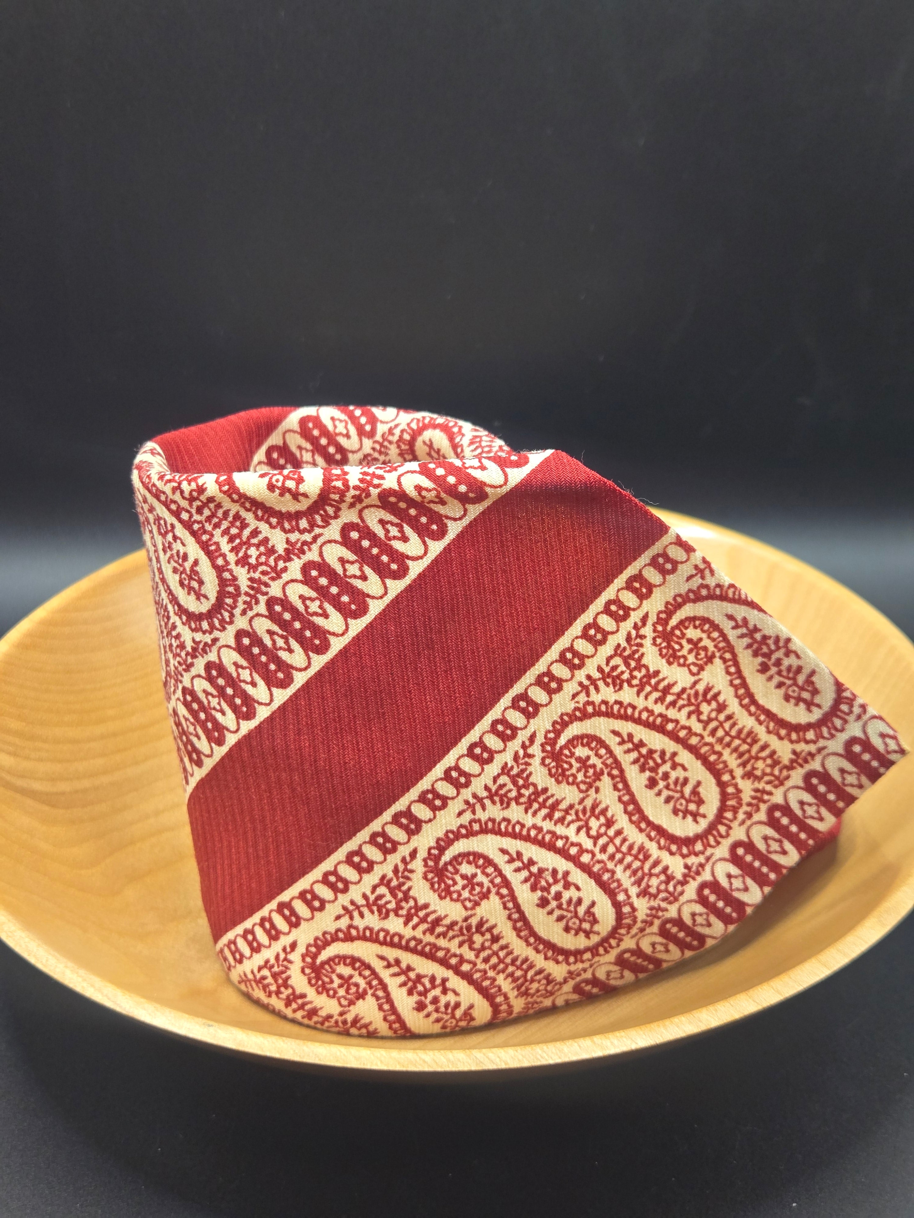 Beau Brummell Red Wool Tie | White Diagonal Paisley | As-Is