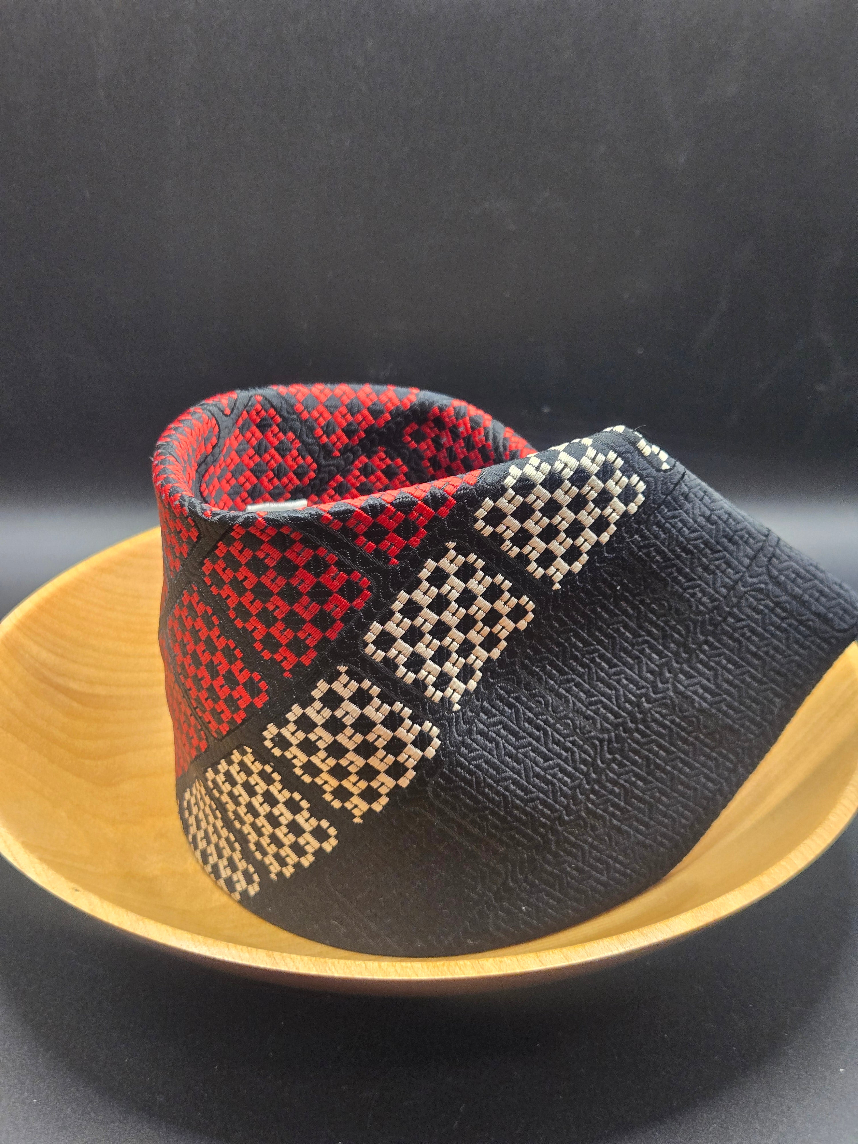 Geisler Polyester Tie | Red, Black & White Checkered Stripe