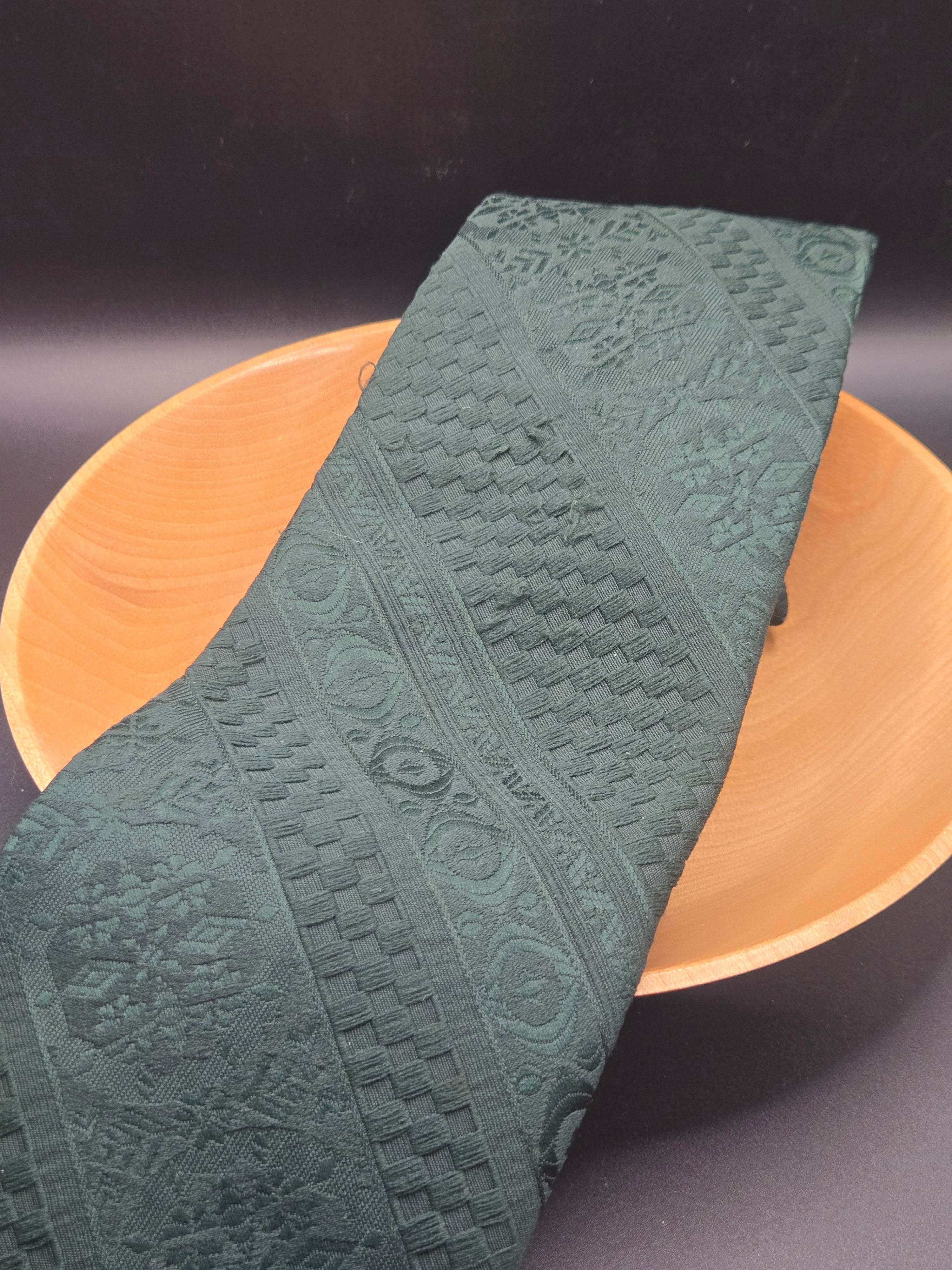 Beau Brummell Green Polyester Tie | Heavy Texture, Diagonal Stripe & Gem Design