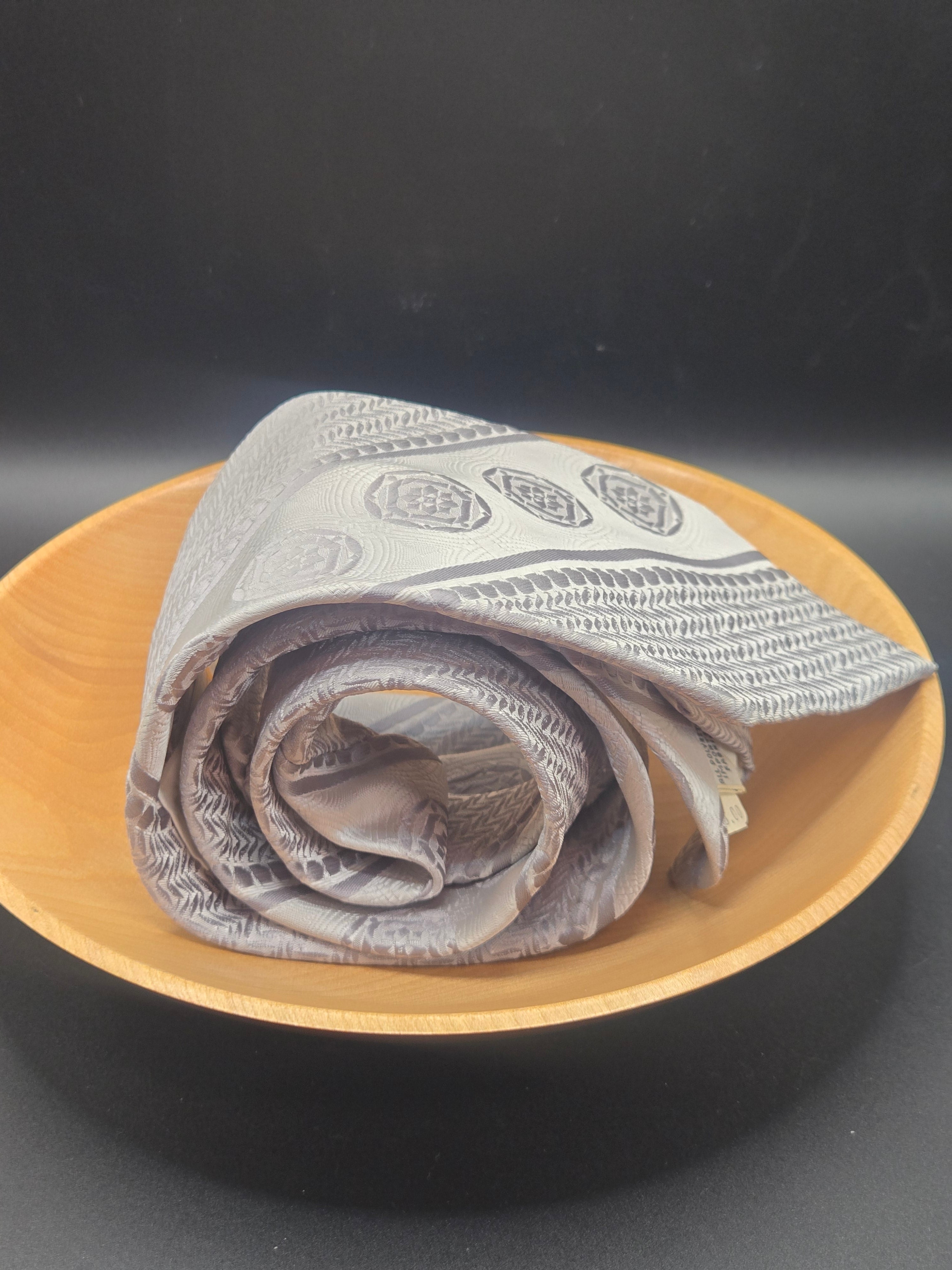 Beau Brummell Polyester Tie | Grey & Silver Diagonal Stripe with Gem Pattern