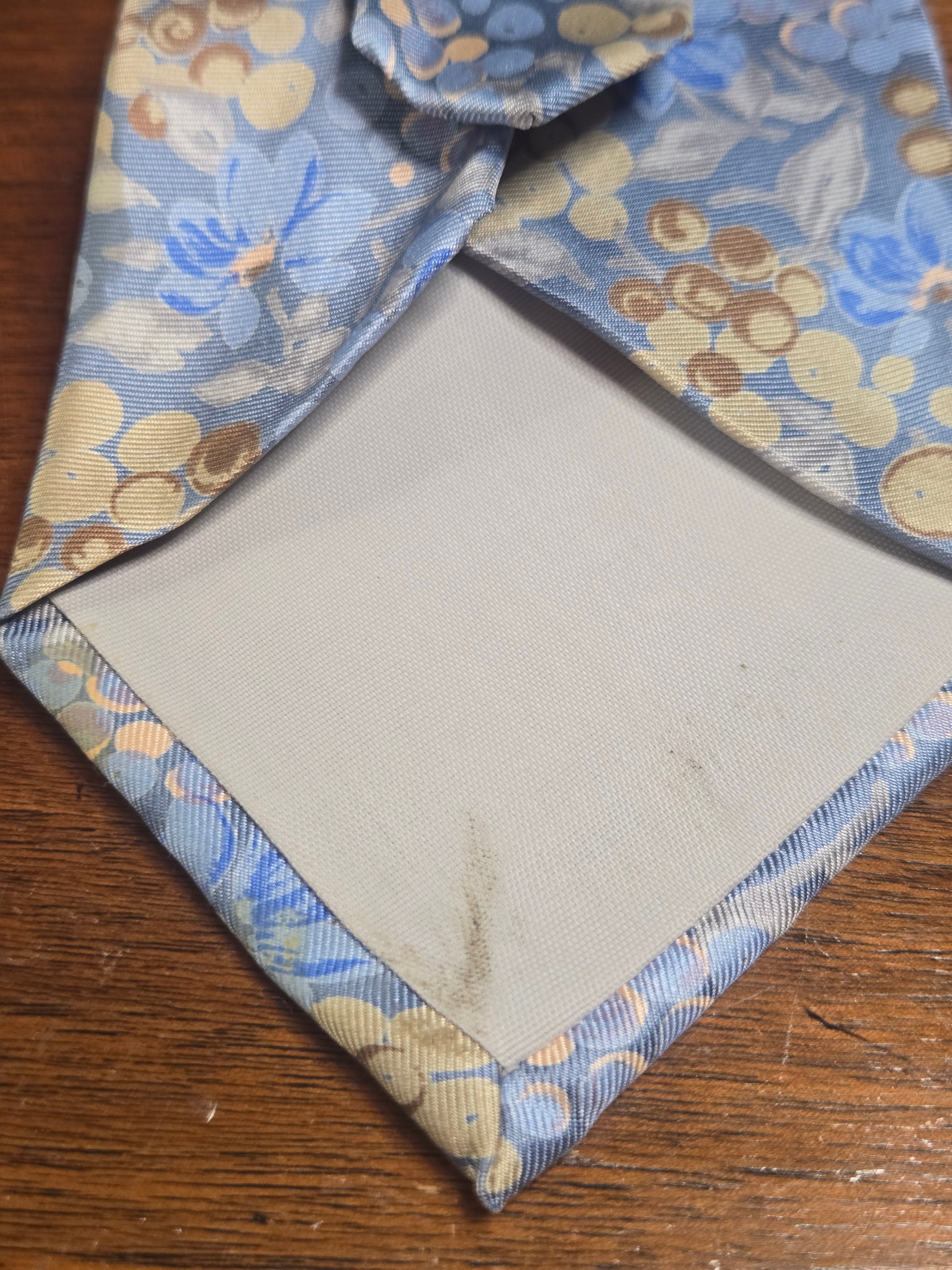 Signorcelli Italian Silk Tie | Pastel Blue Floral with Gold & Brown | Made in Italy