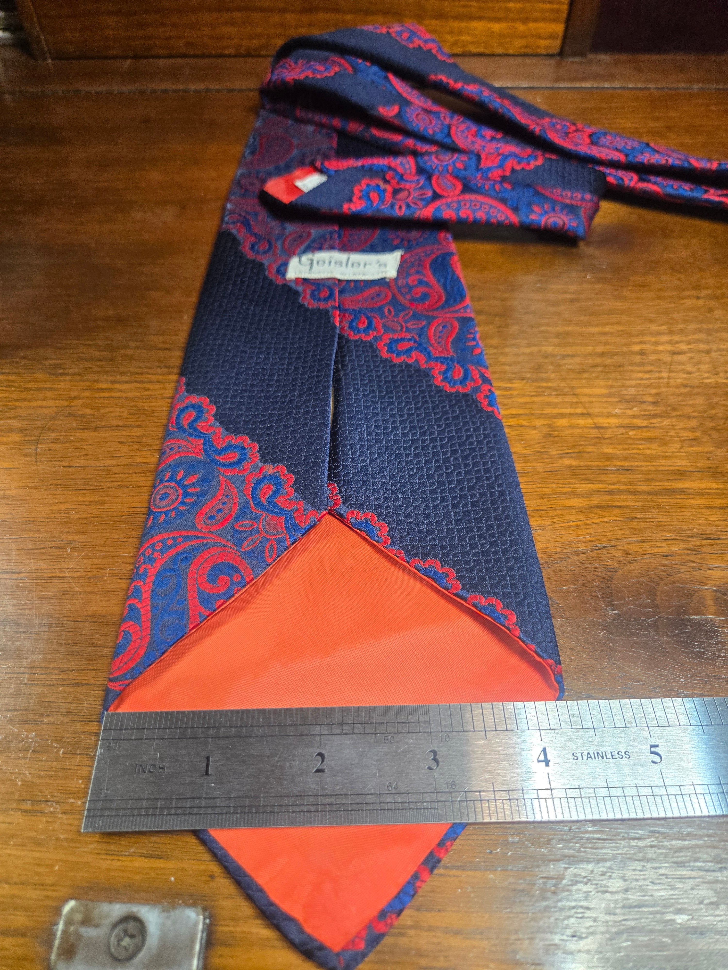 Geisler Polyester Tie | Large Blue & Red Paisley Pattern