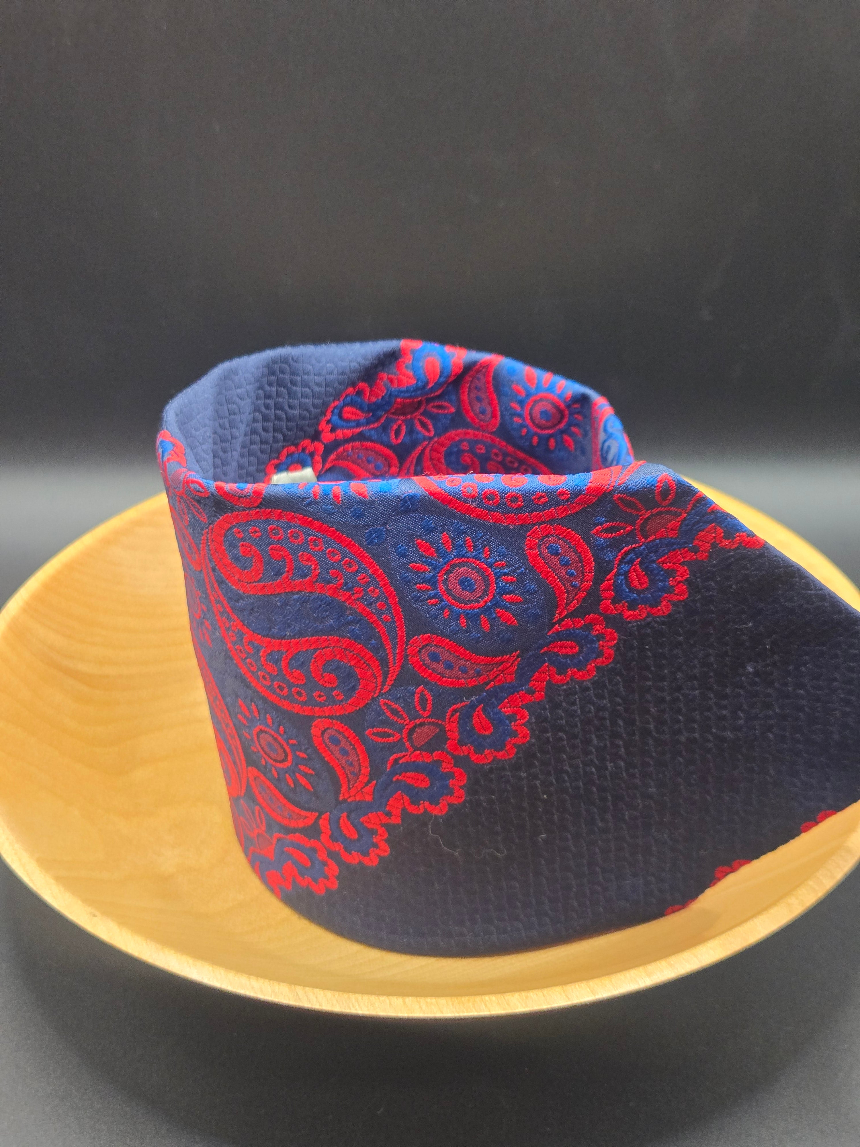 Geisler Polyester Tie | Large Blue & Red Paisley Pattern