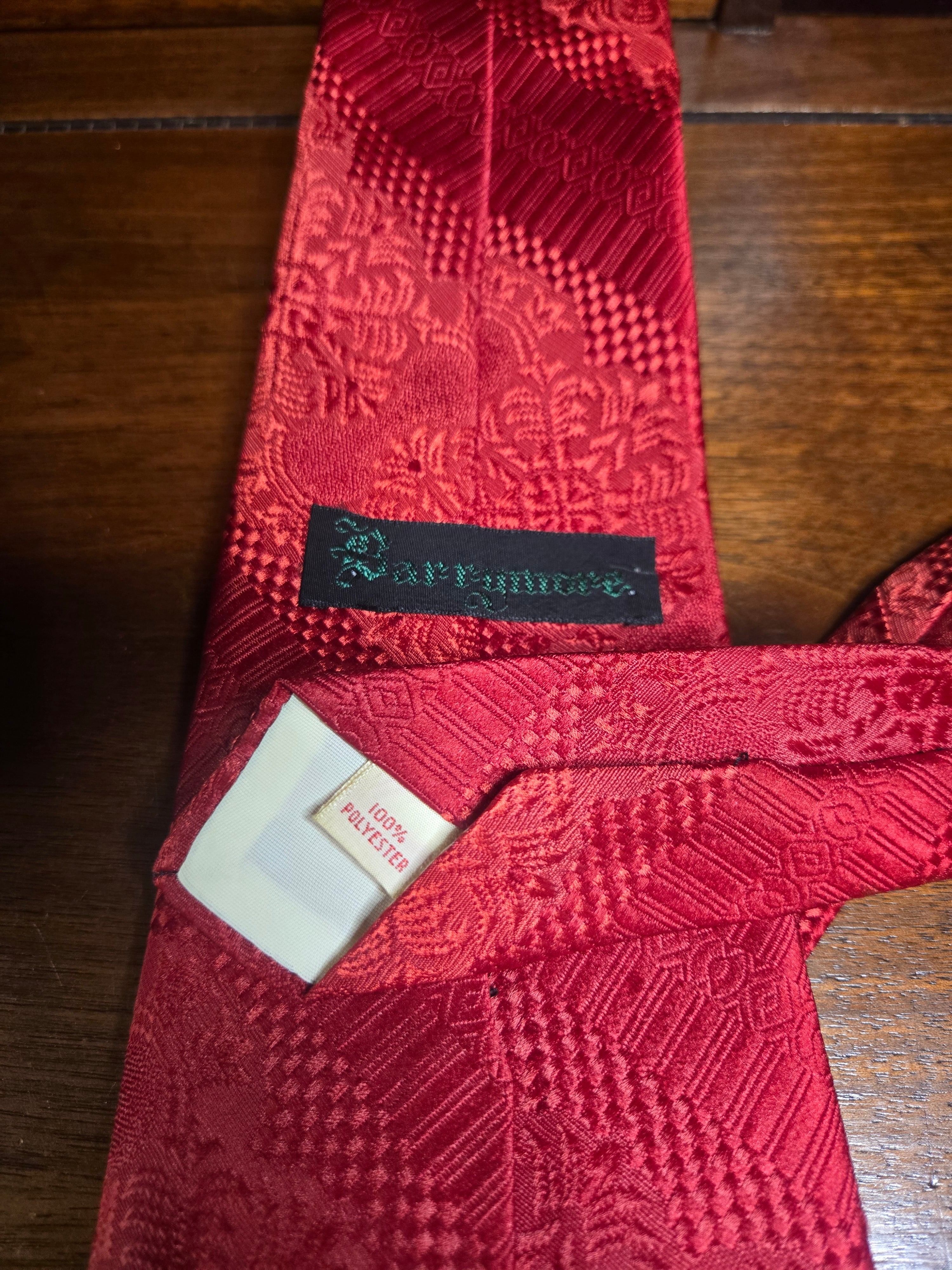 Barrymore Red Polyester Tie | Ornate Floral Pattern & Rich Texture