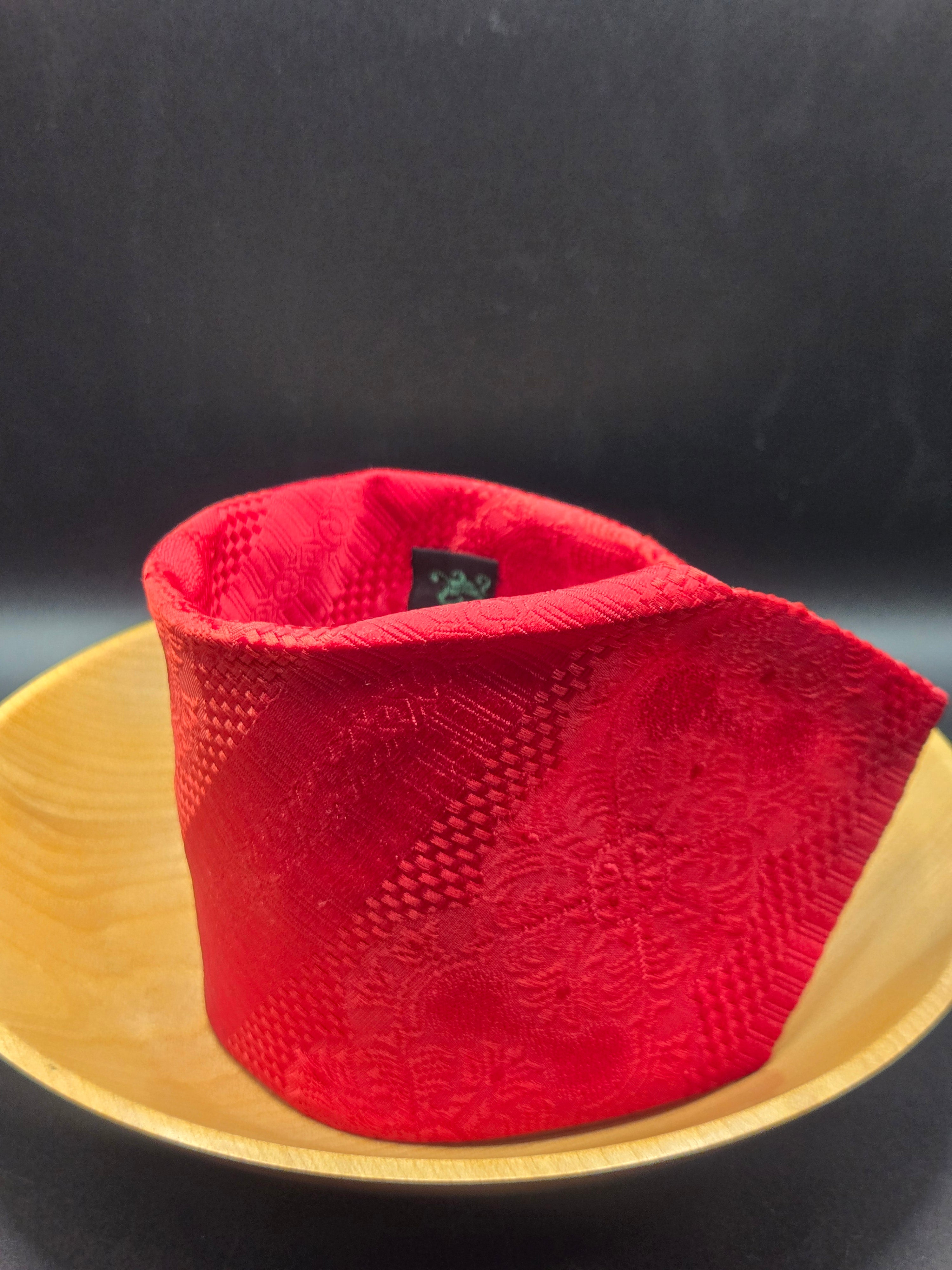 Barrymore Red Polyester Tie | Ornate Floral Pattern & Rich Texture