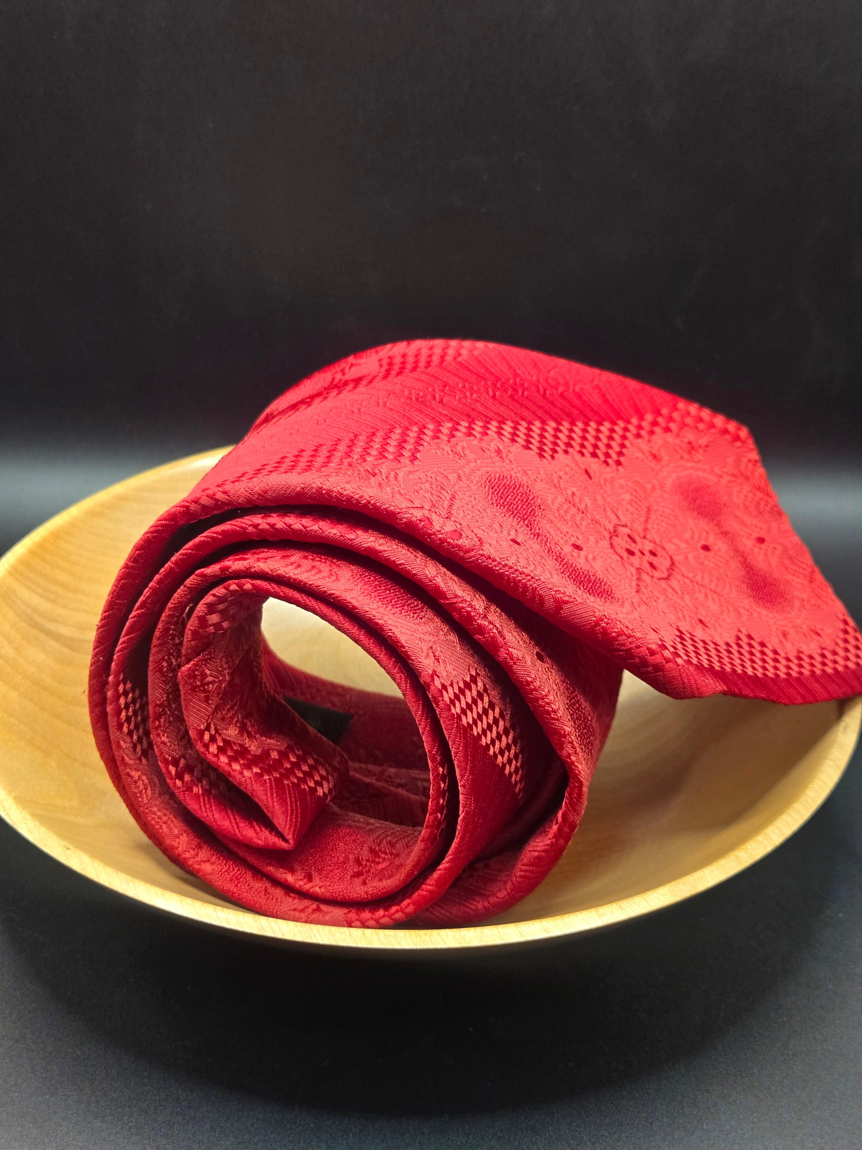 Barrymore Red Polyester Tie | Ornate Floral Pattern & Rich Texture