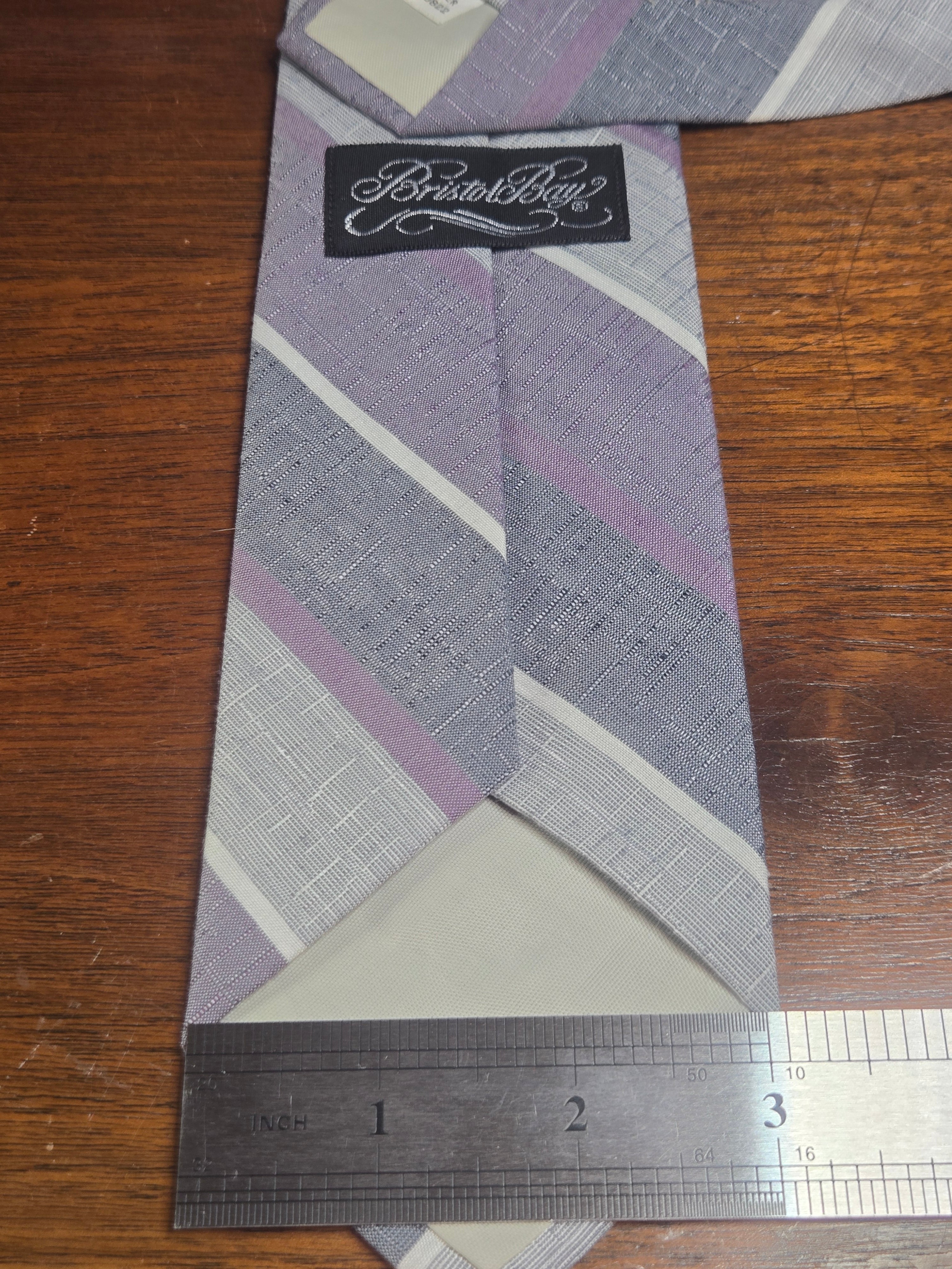 Bristol Bay Polyester Tie | Lavender & Grey Diagonal Stripe
