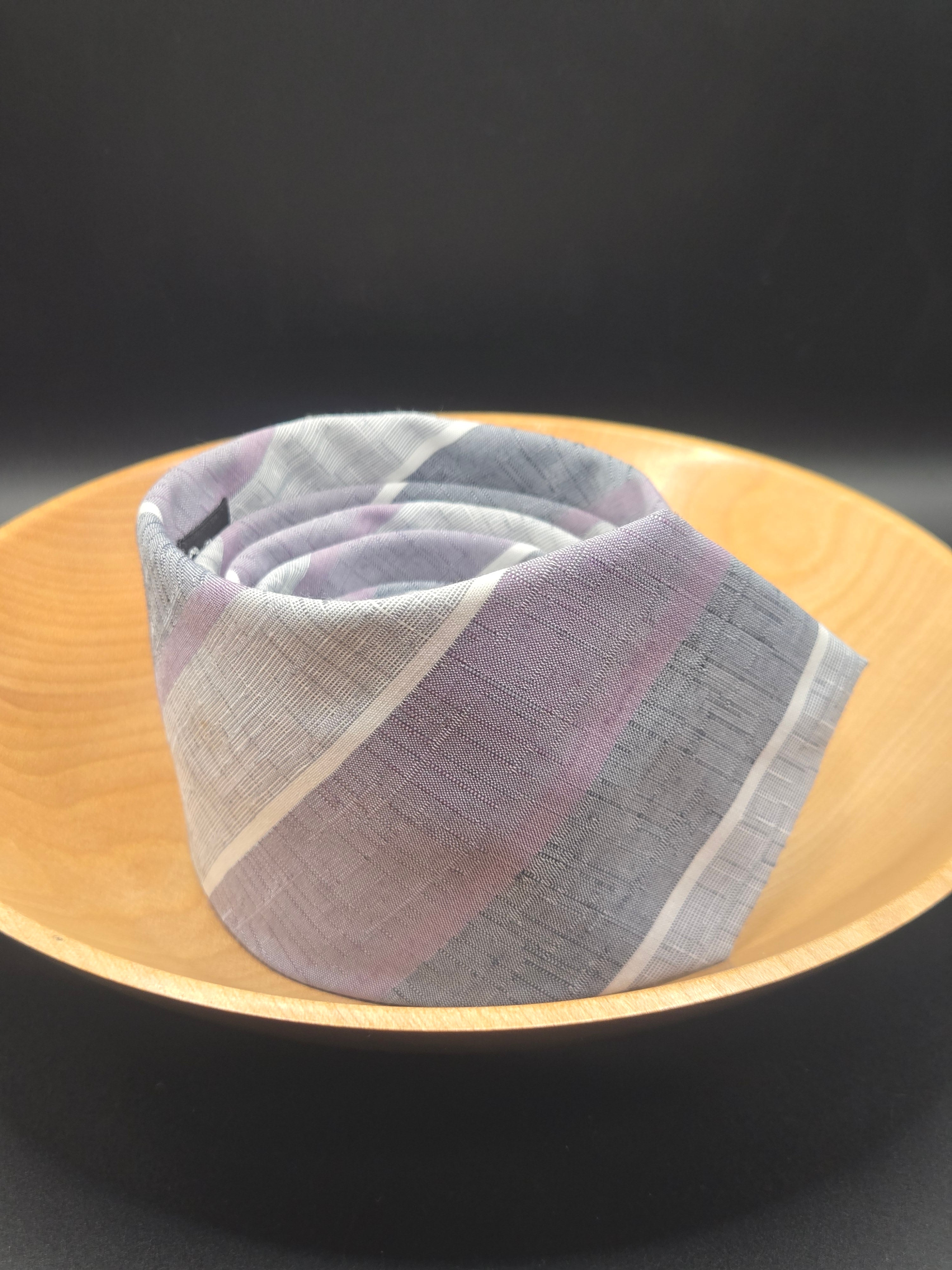 Bristol Bay Polyester Tie | Lavender & Grey Diagonal Stripe