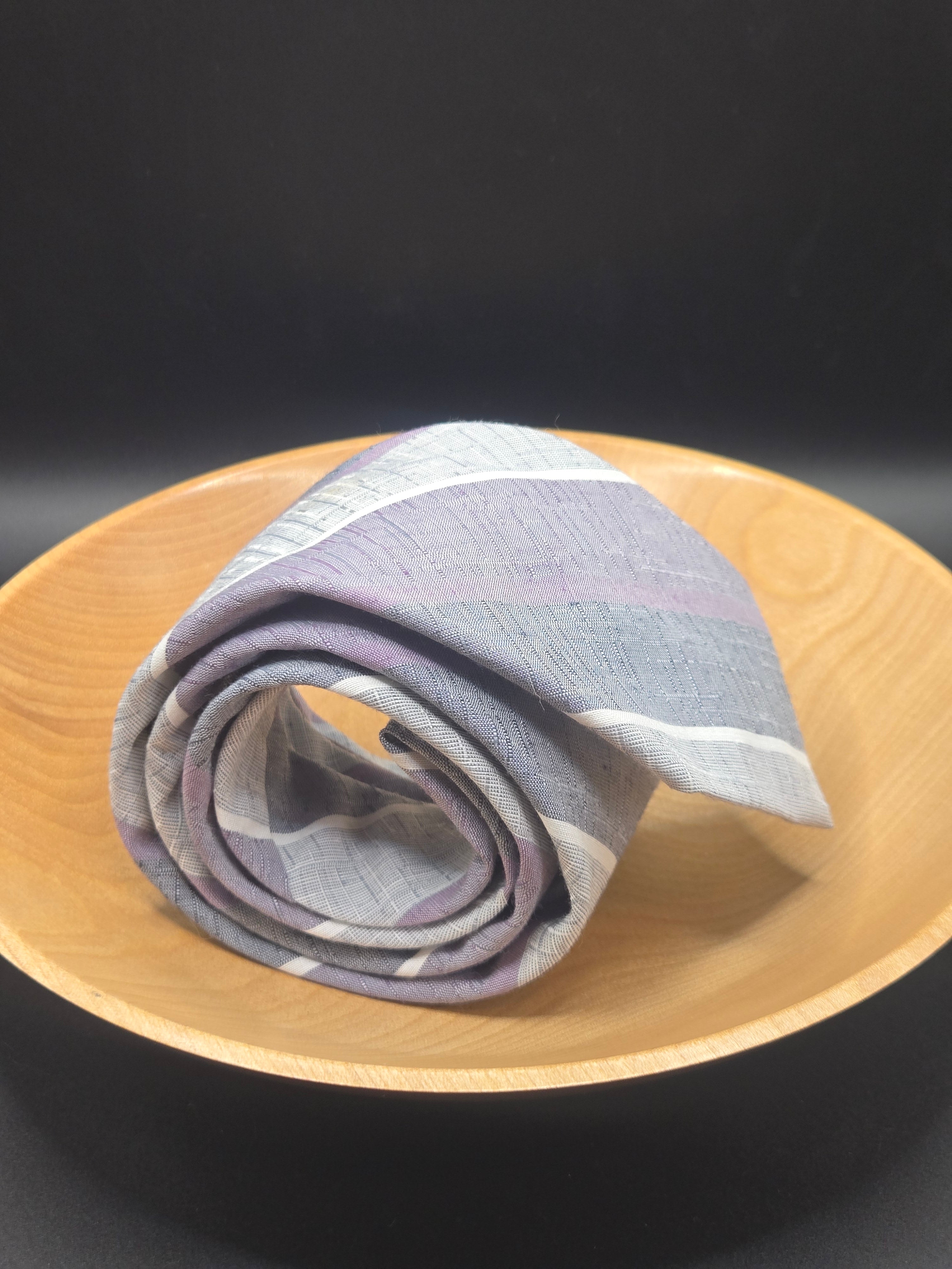 Bristol Bay Polyester Tie | Lavender & Grey Diagonal Stripe
