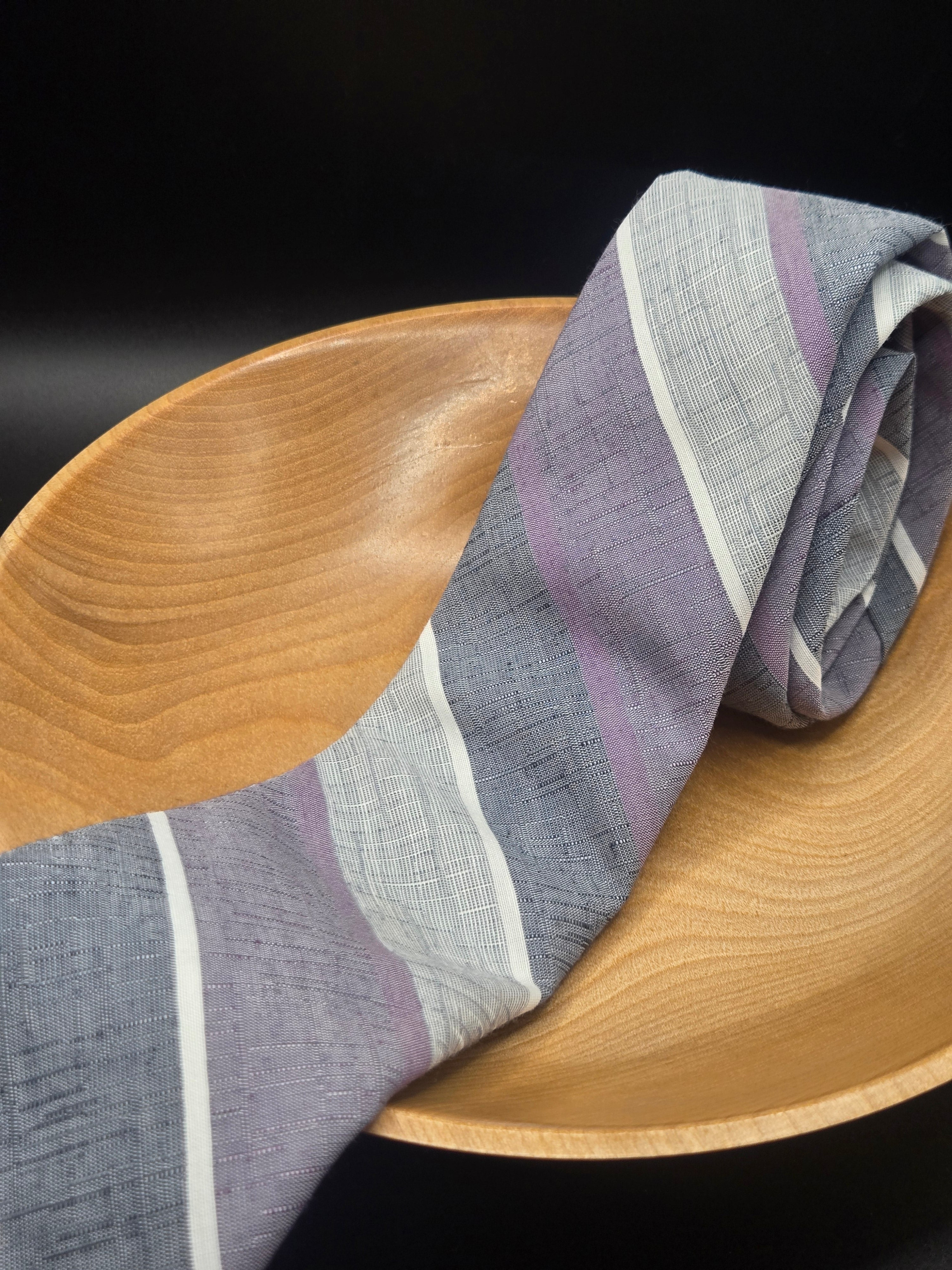 Bristol Bay Polyester Tie | Lavender & Grey Diagonal Stripe