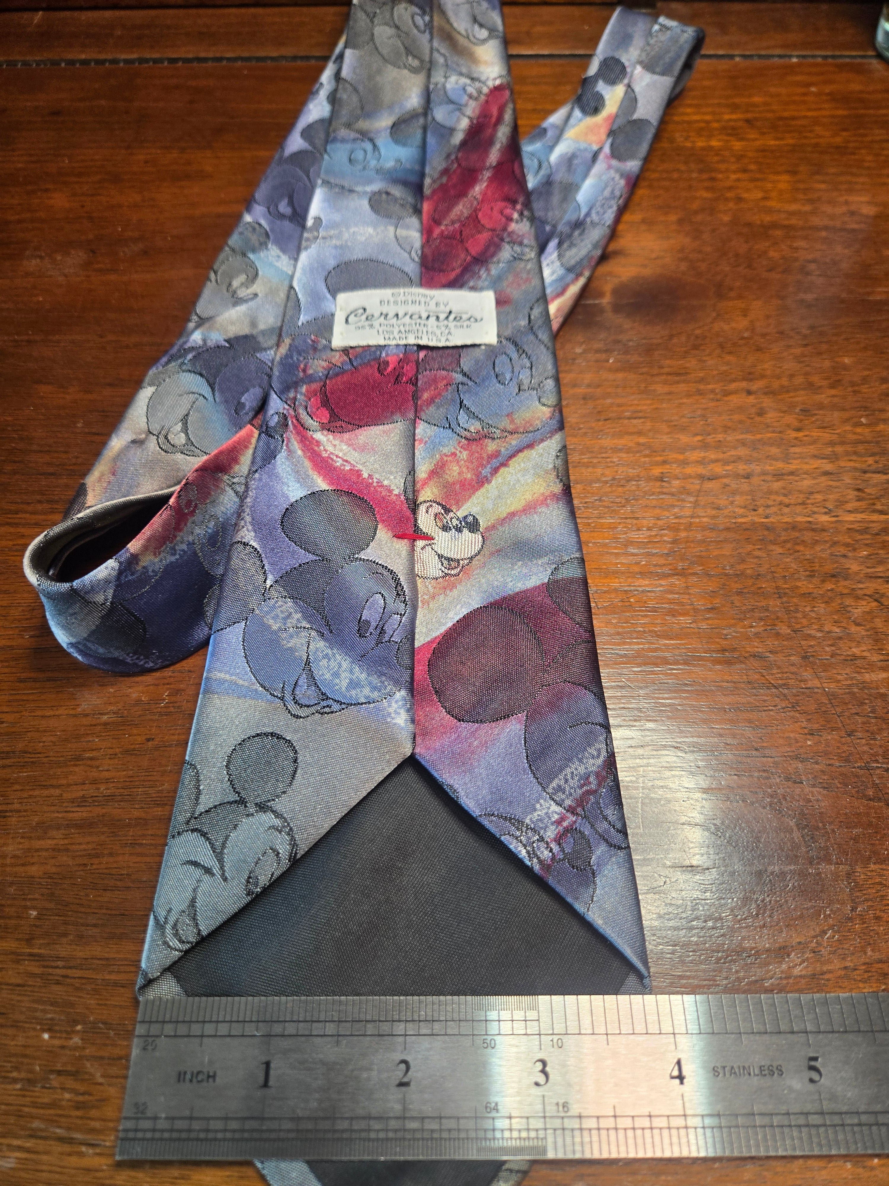 Cervantes x Walt Disney Mickey Mouse Art Deco Tie | Blue Grey Polyester