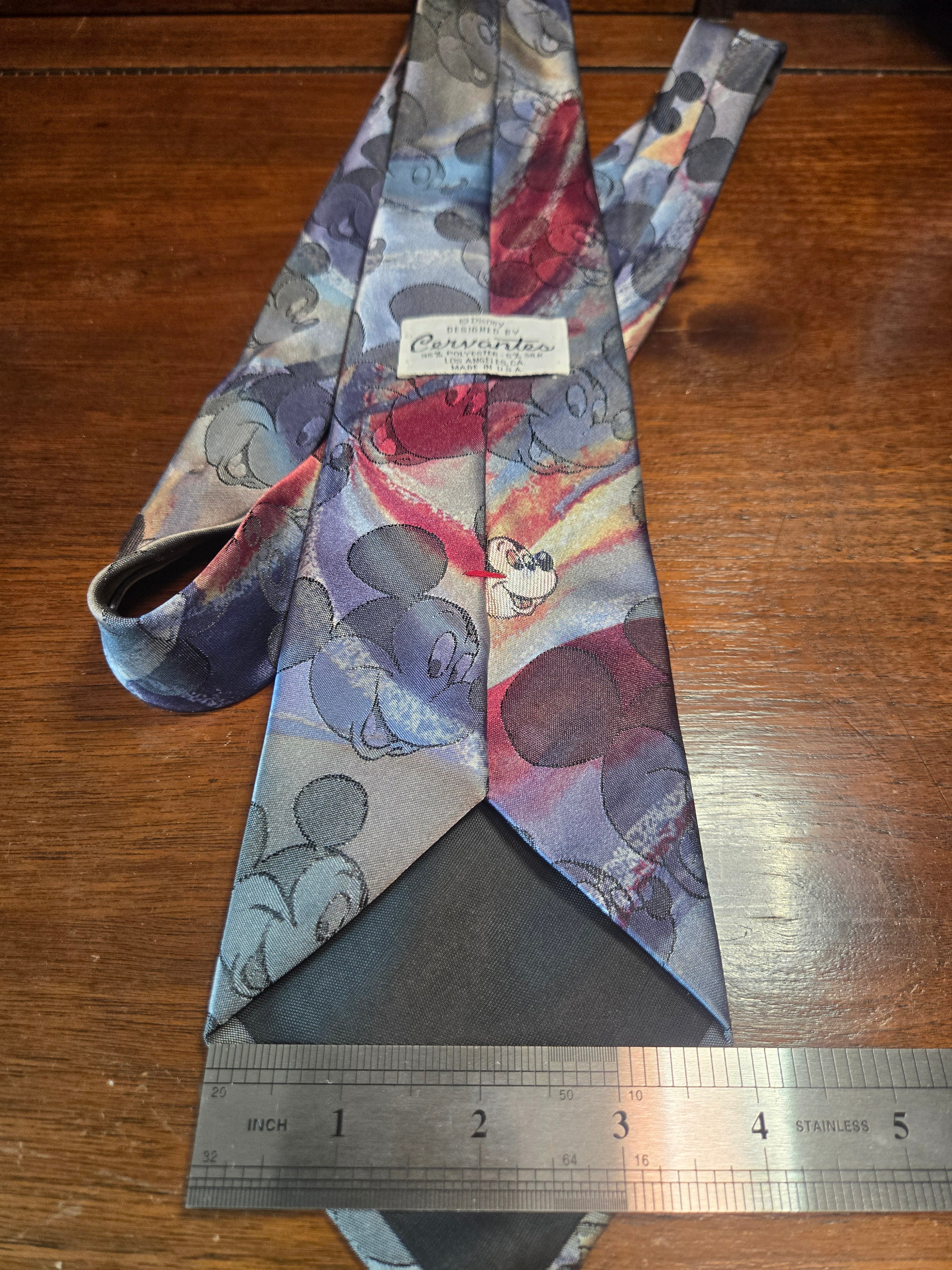 Cervantes x Walt Disney Mickey Mouse Art Deco Tie | Blue Grey Polyester