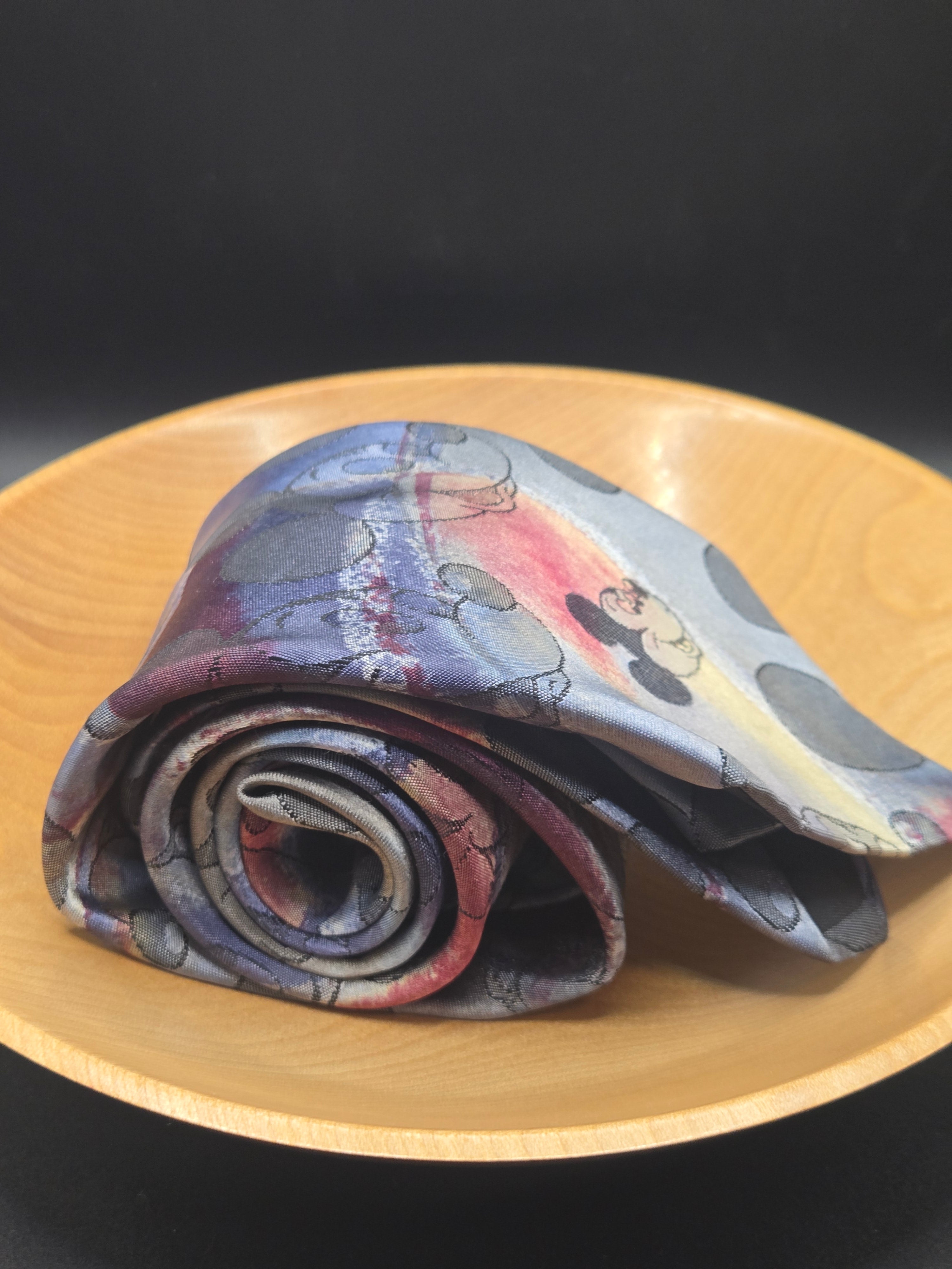 Cervantes x Walt Disney Mickey Mouse Art Deco Tie | Blue Grey Polyester