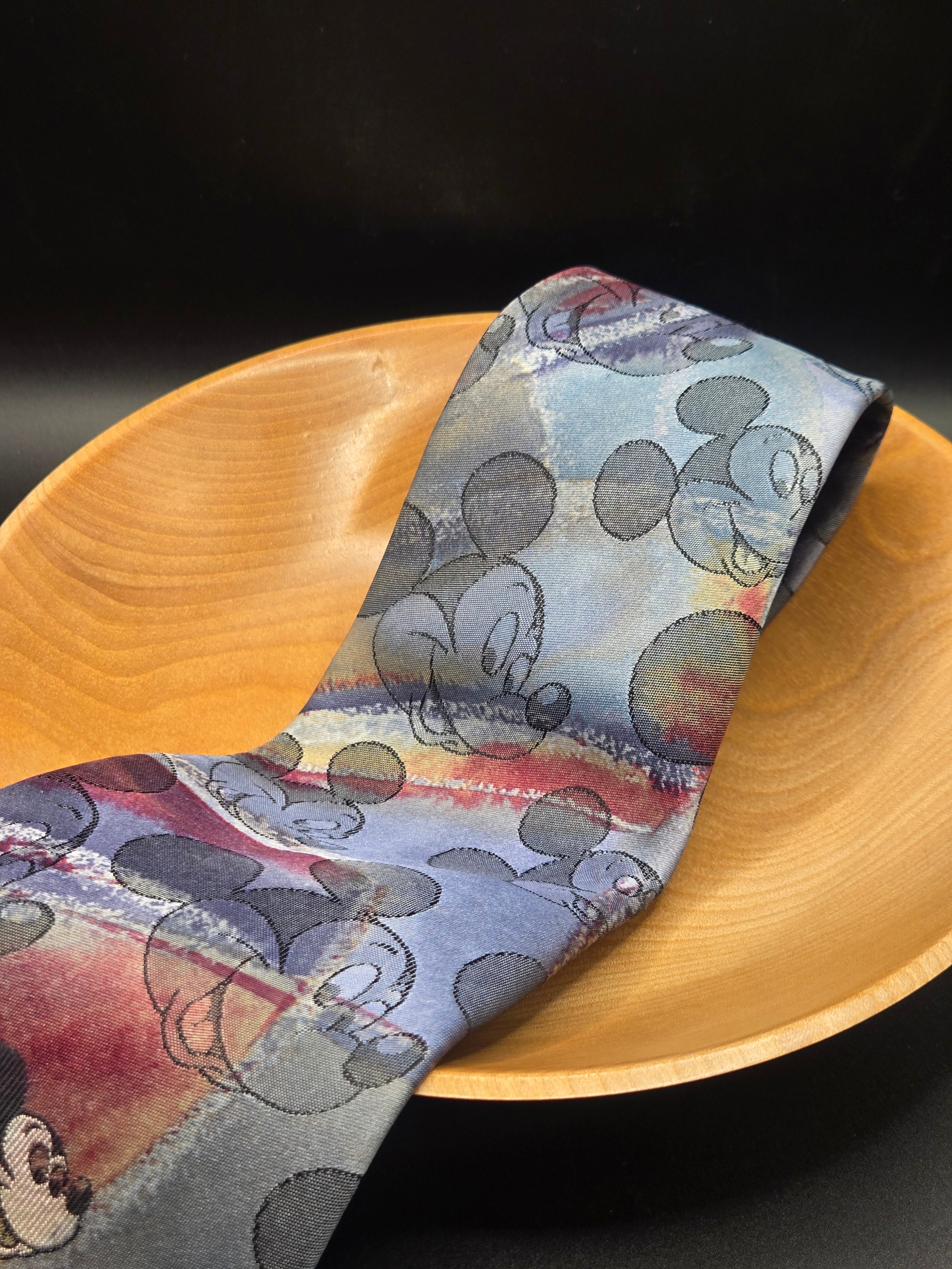 Cervantes x Walt Disney Mickey Mouse Art Deco Tie | Blue Grey Polyester