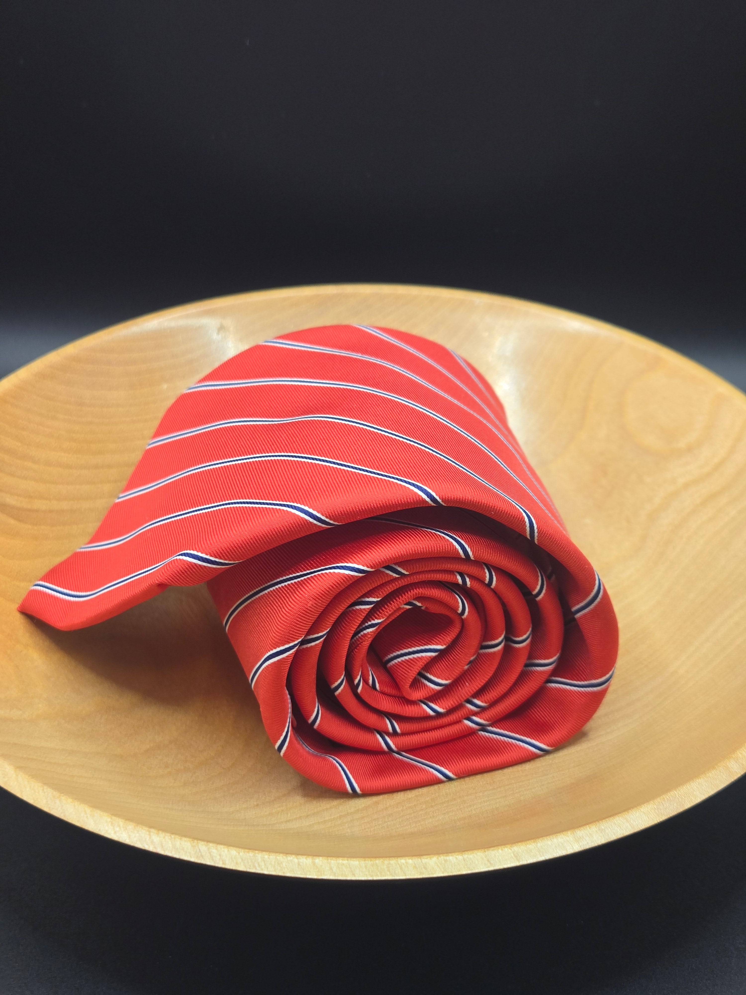 Carlo Colombo Red Silk Tie | Blue & White Diagonal Stripe
