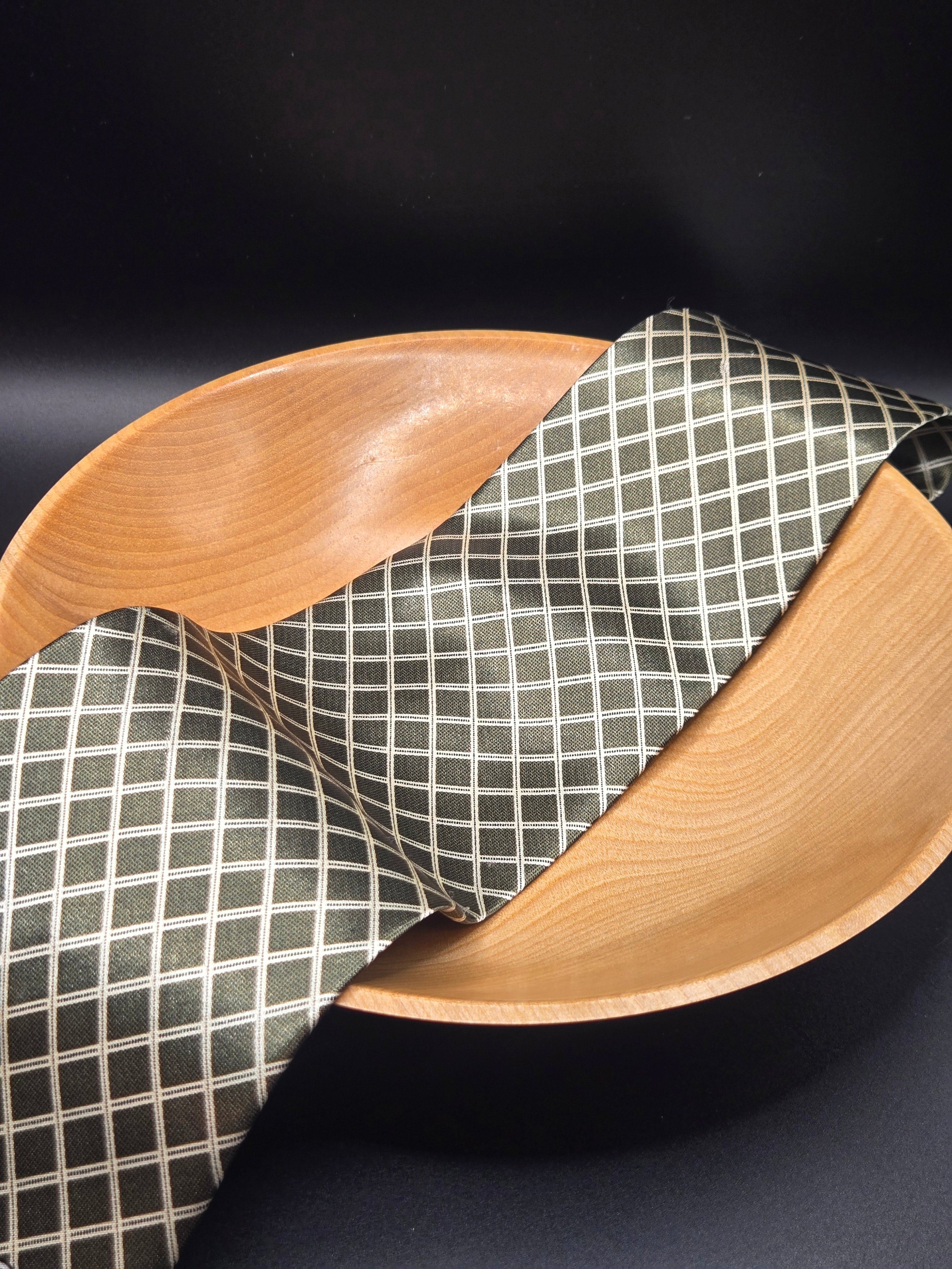 Dunhill Olive Polyester Tie | Bold Checker Pattern