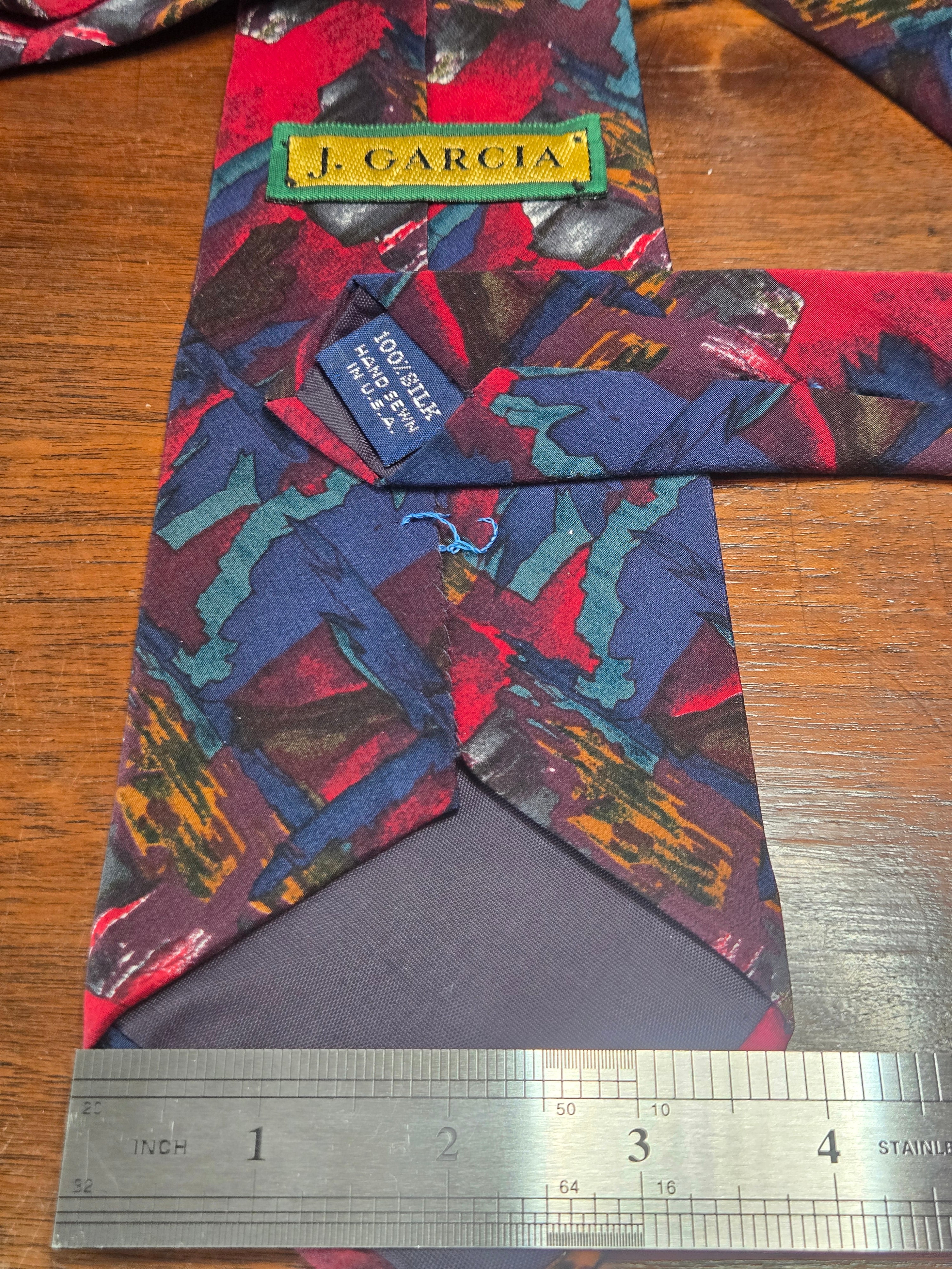 Jerry Garcia Red & Blue Abstract Silk Tie | Artist Series