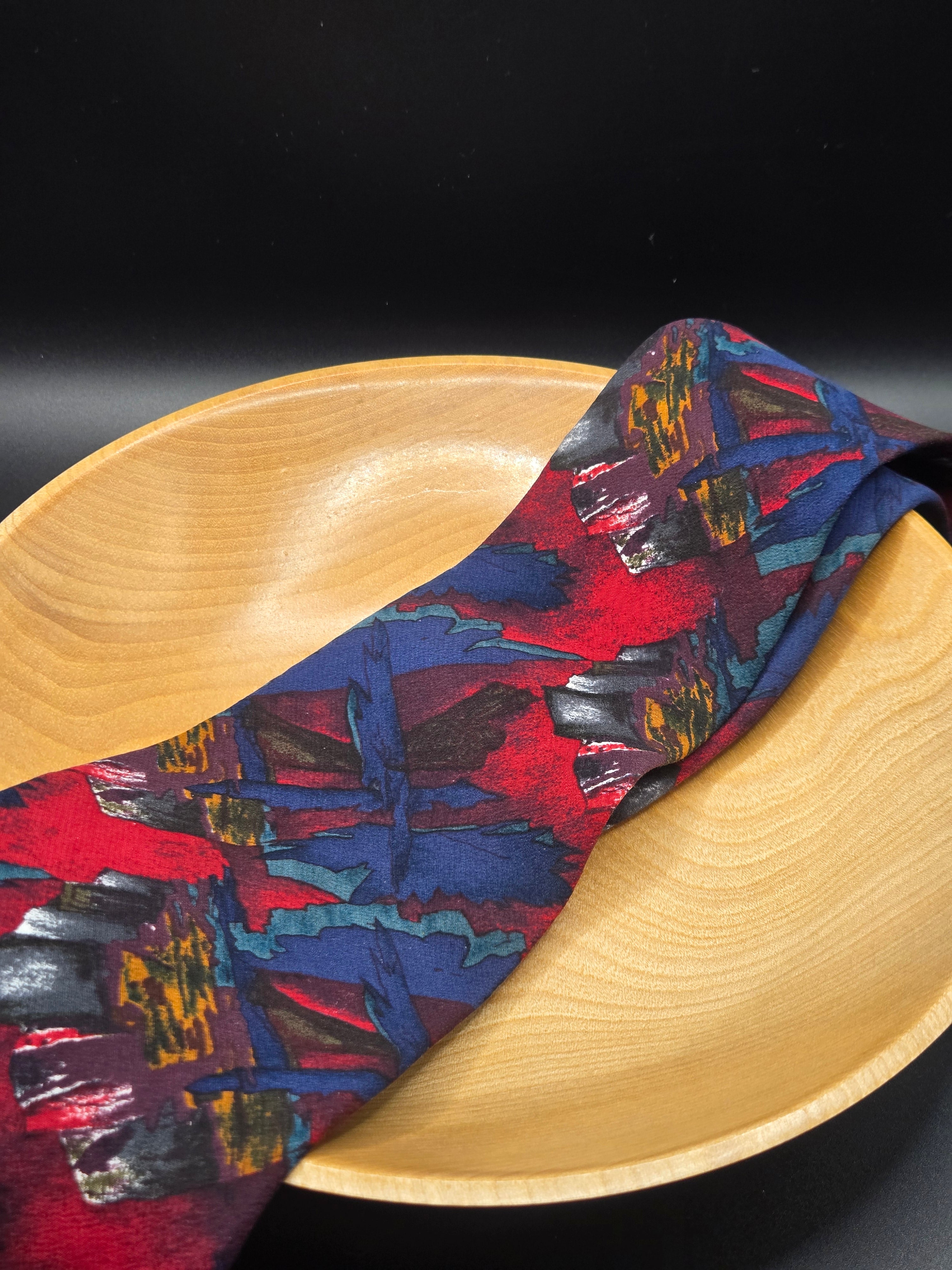 Jerry Garcia Red & Blue Abstract Silk Tie | Artist Series