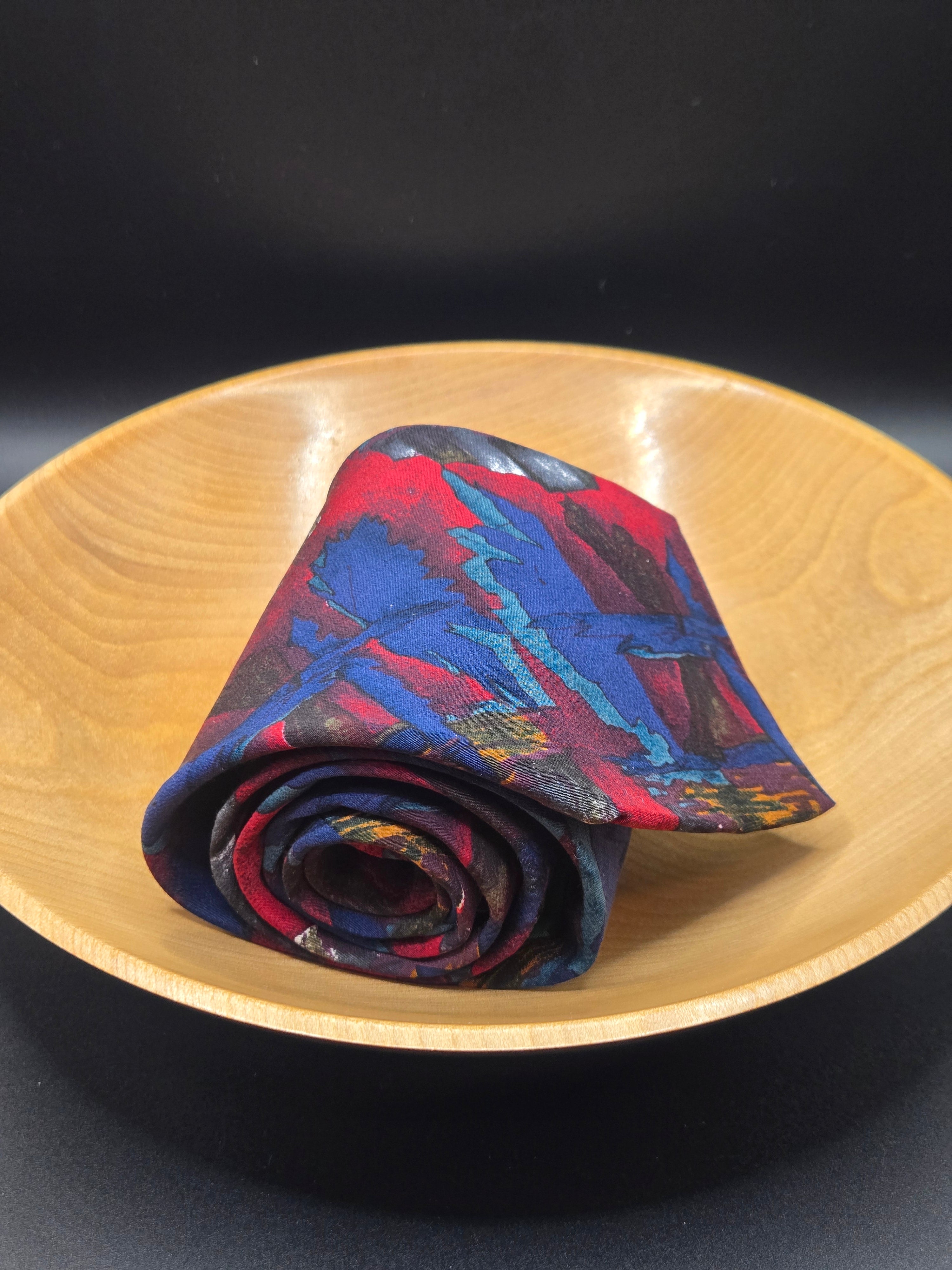 Jerry Garcia Red & Blue Abstract Silk Tie | Artist Series