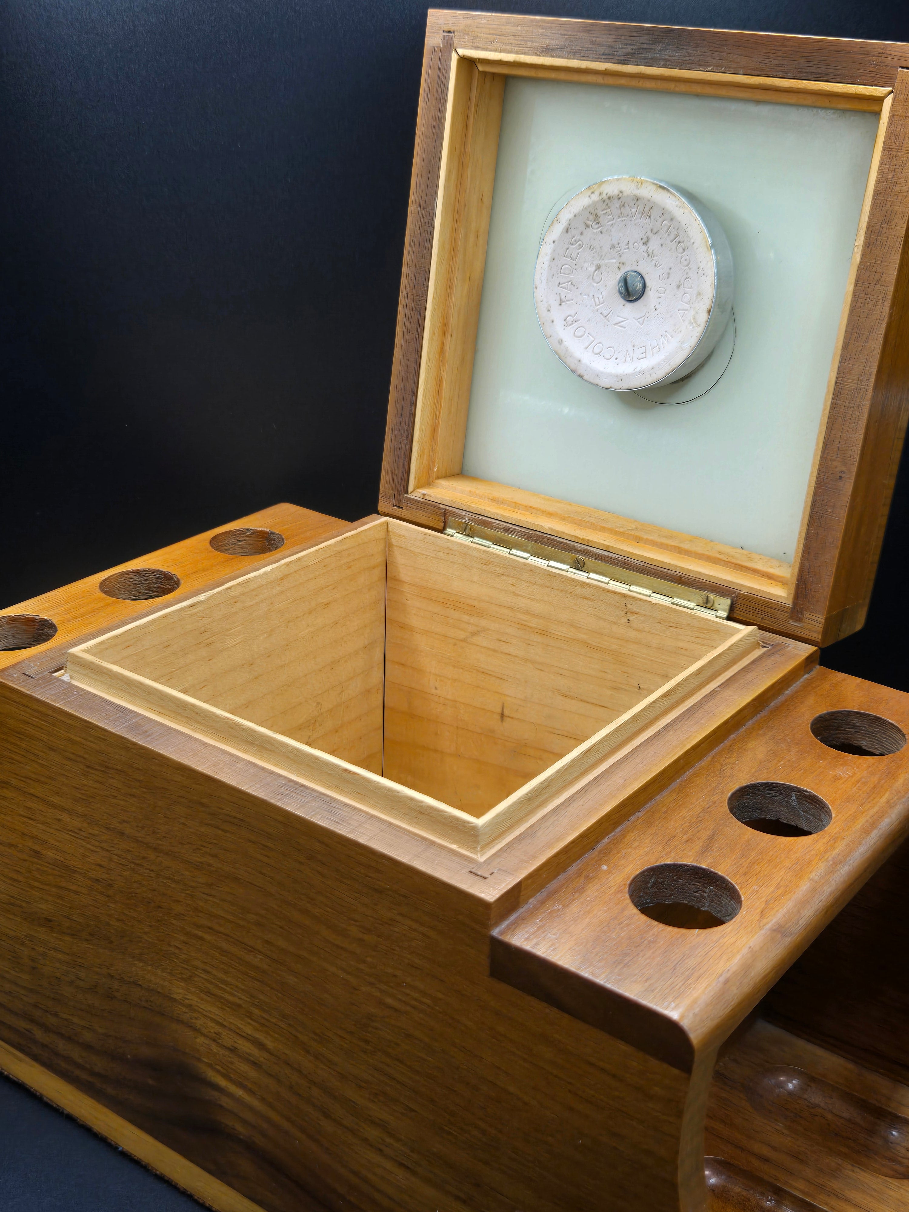 Wooden Pipe Stand with Cedar Lined Tobacco Humidor